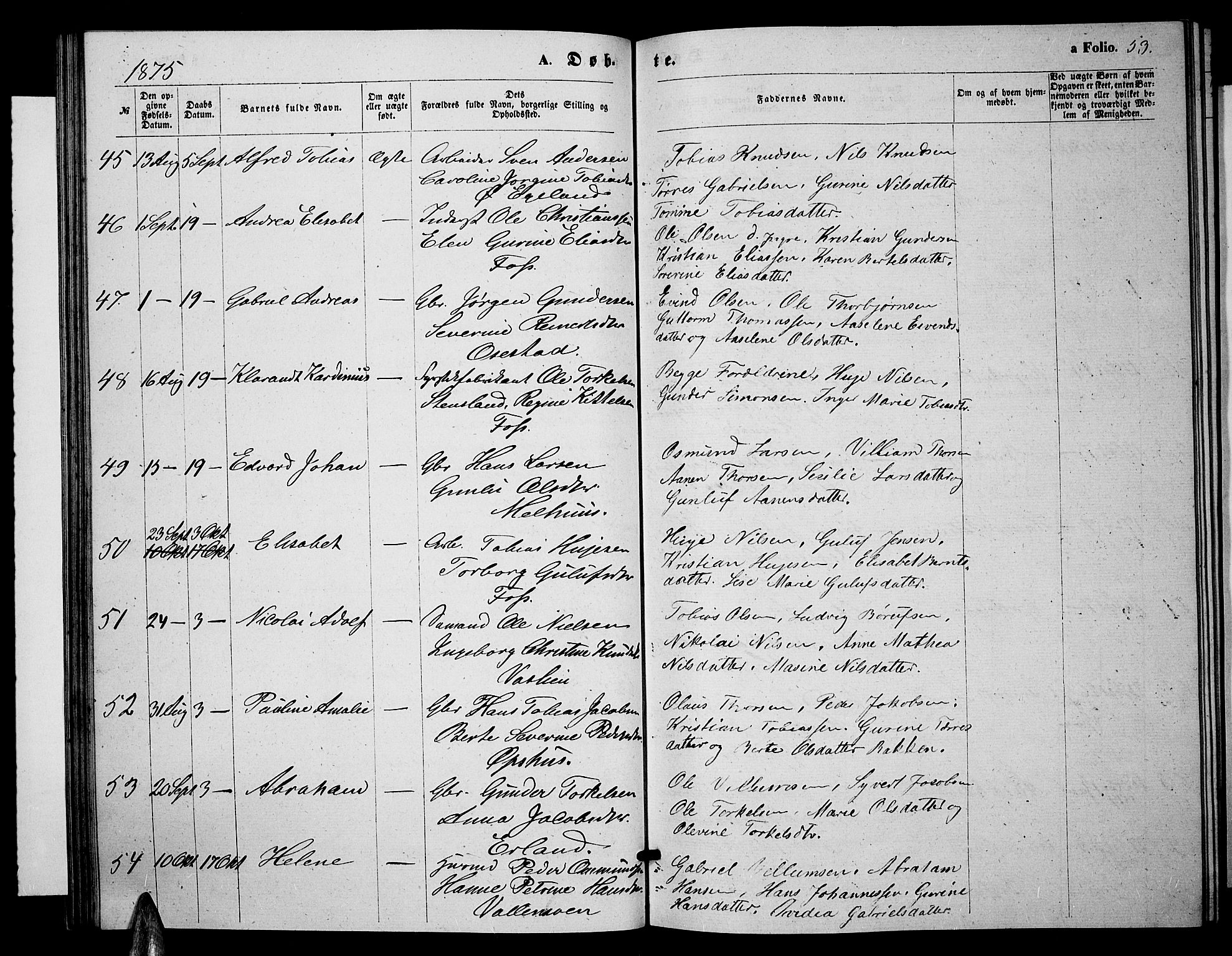 Sør-Audnedal sokneprestkontor, AV/SAK-1111-0039/F/Fb/Fbb/L0004: Parish register (copy) no. B 4, 1868-1879, p. 53