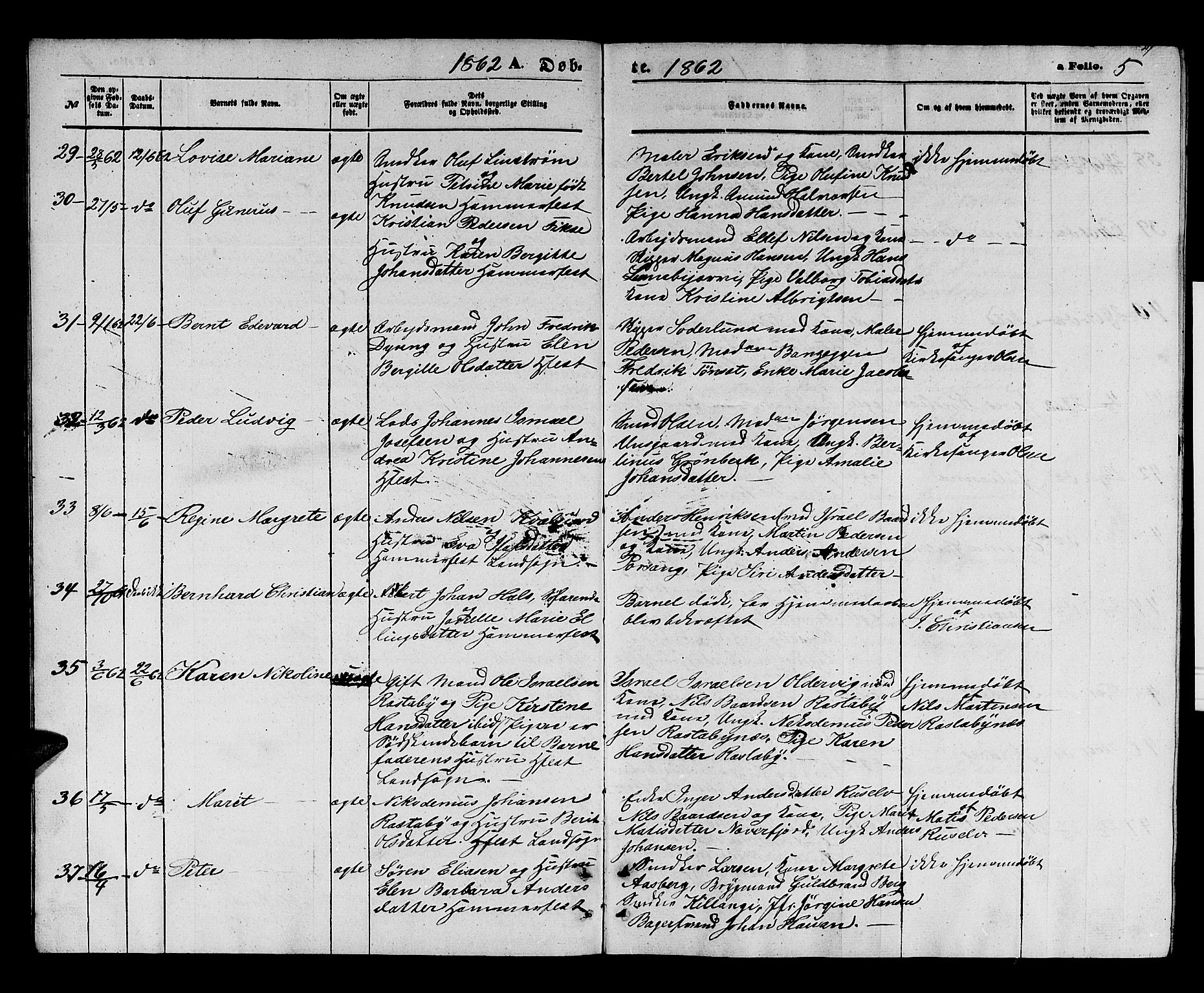 Hammerfest sokneprestkontor, AV/SATØ-S-1347/H/Hb/L0003.klokk: Parish register (copy) no. 3 /1, 1862-1868, p. 5