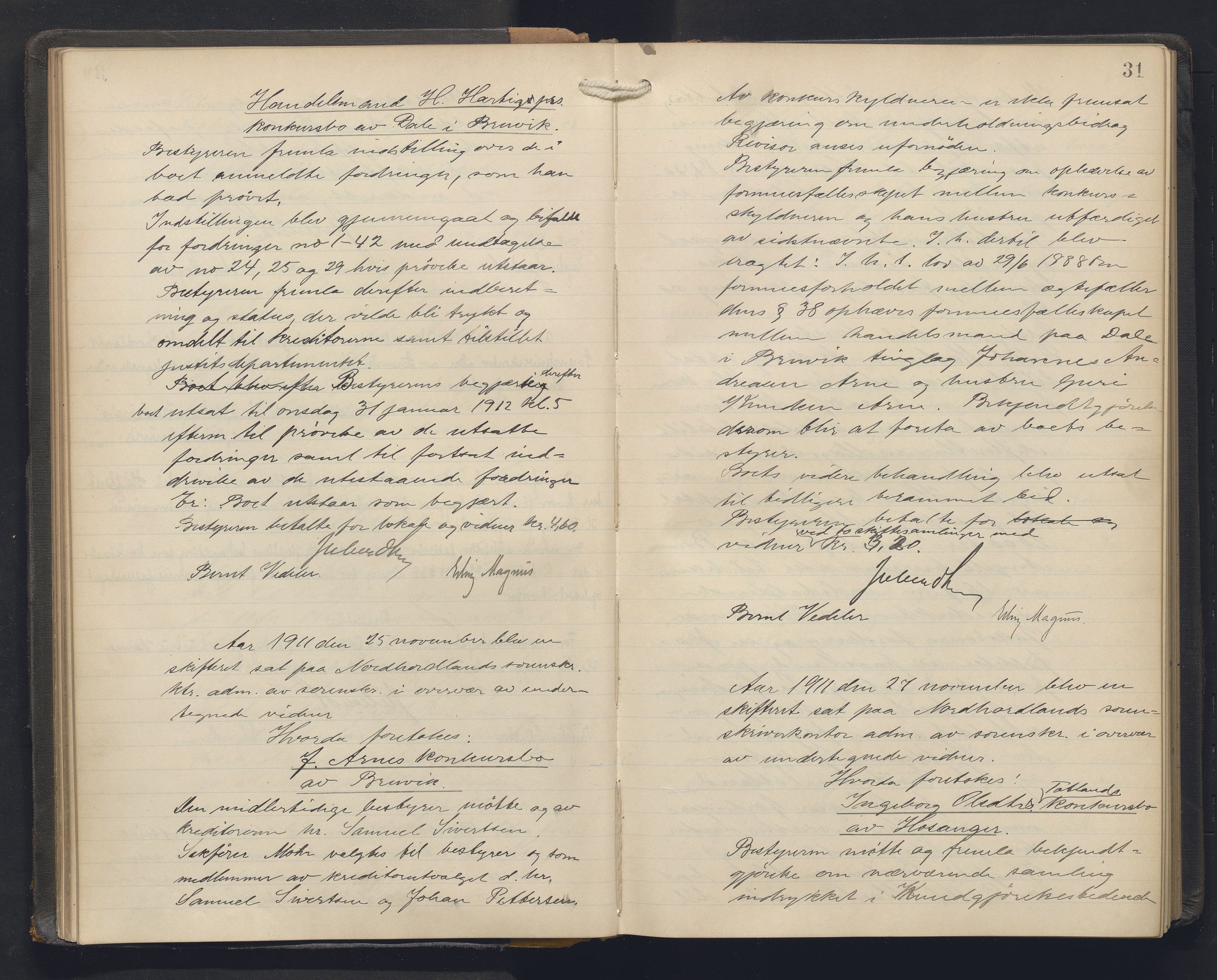 Nordhordland sorenskrivar, AV/SAB-A-2901/1/H/Hc/L0006: Skifteforhandlingsprotokollar, 1911-1917, p. 31