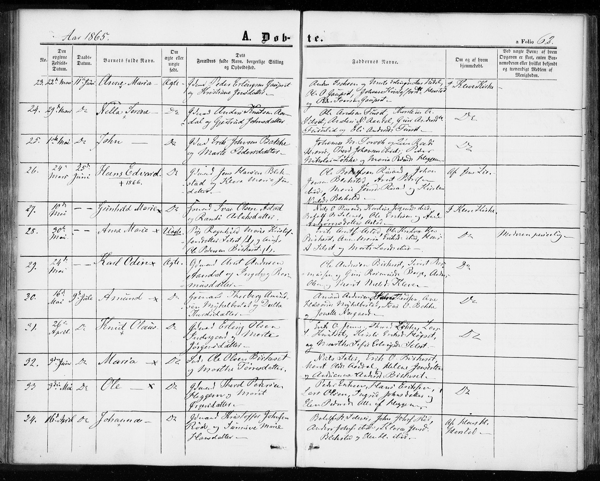Ministerialprotokoller, klokkerbøker og fødselsregistre - Møre og Romsdal, SAT/A-1454/584/L0965: Parish register (official) no. 584A05, 1857-1868, p. 62