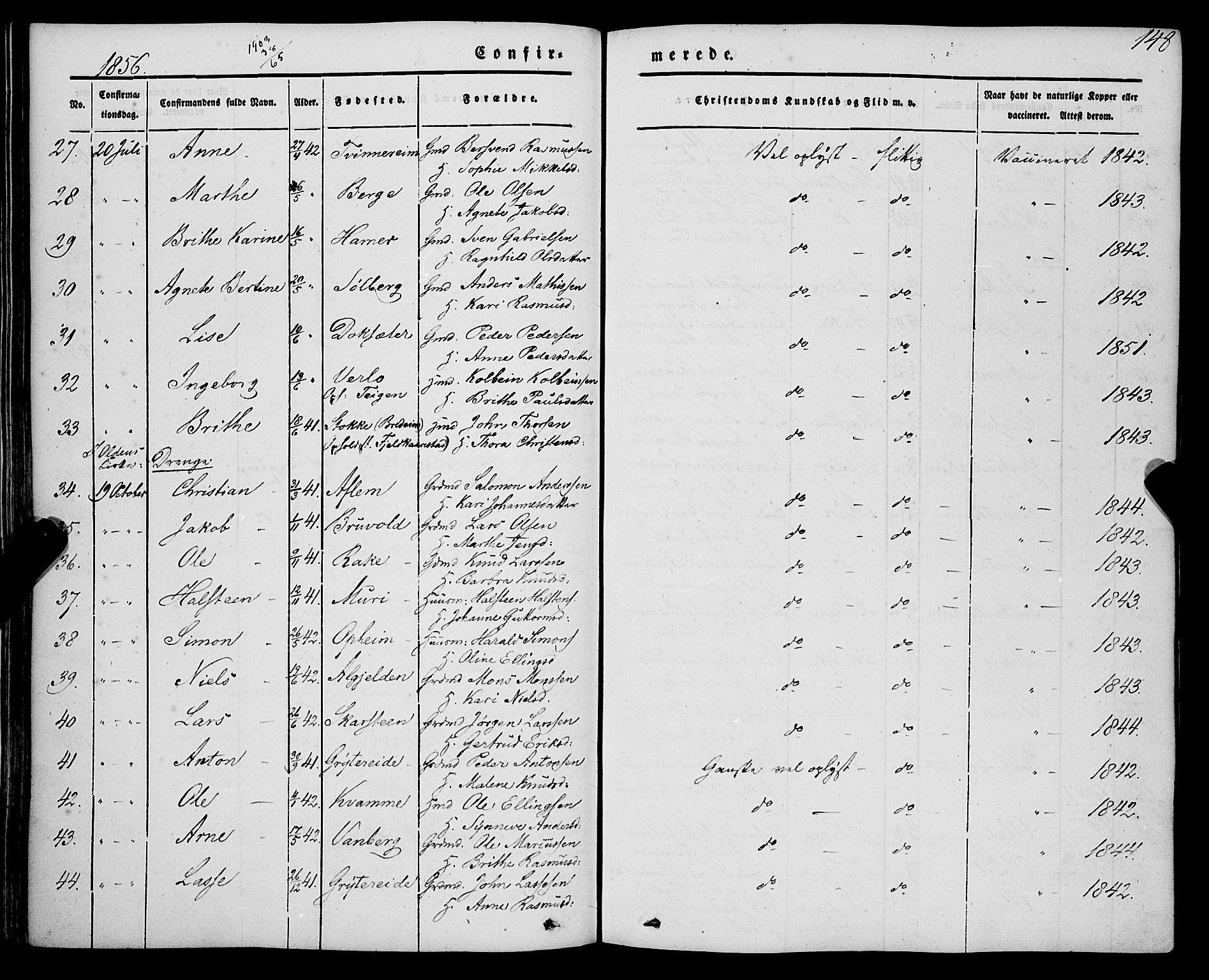 Innvik sokneprestembete, AV/SAB-A-80501: Parish register (official) no. A 5, 1847-1865, p. 148