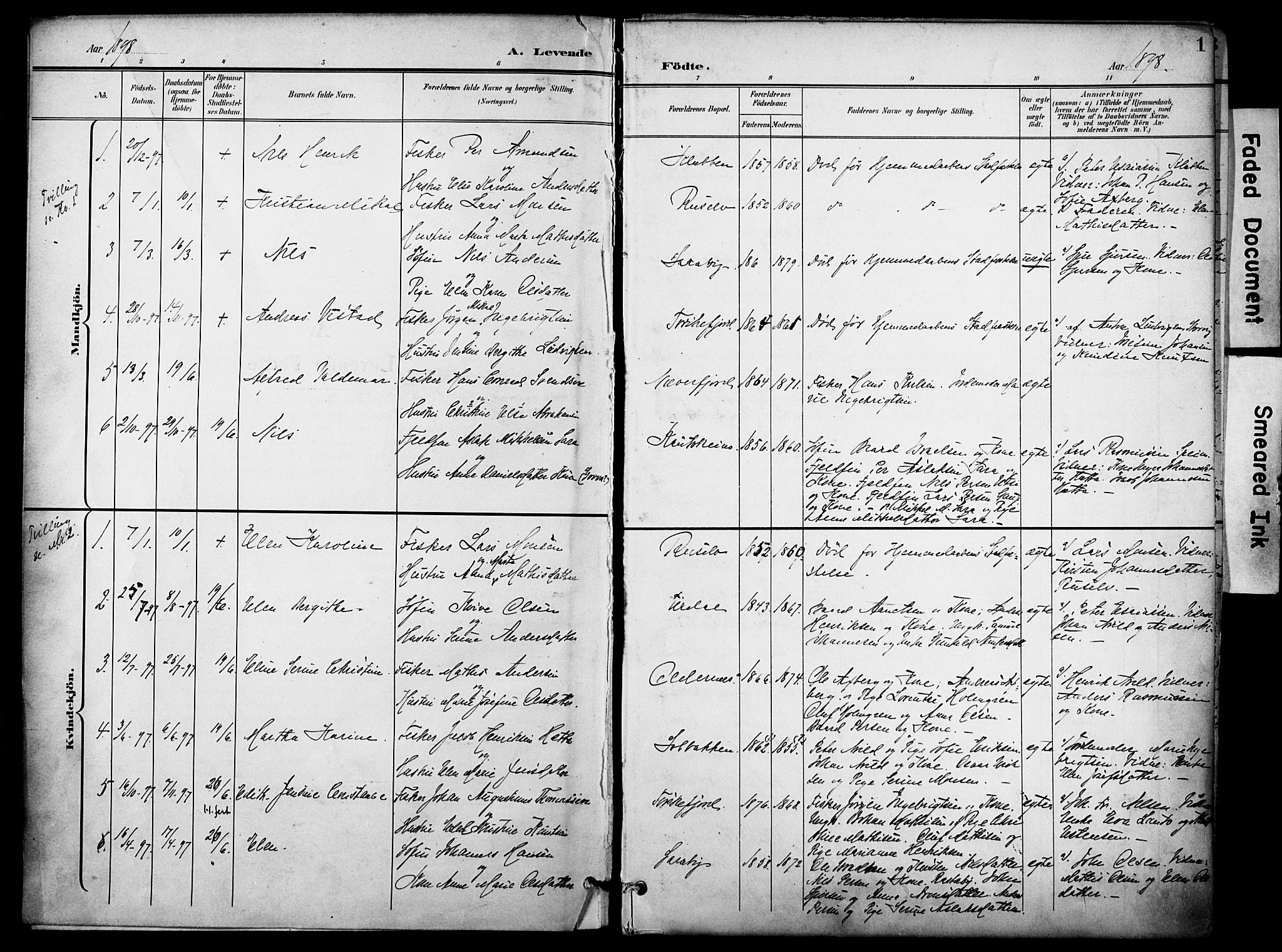 Hammerfest sokneprestkontor, SATØ/S-1347/H/Ha/L0012.kirke: Parish register (official) no. 12, 1898-1908, p. 1