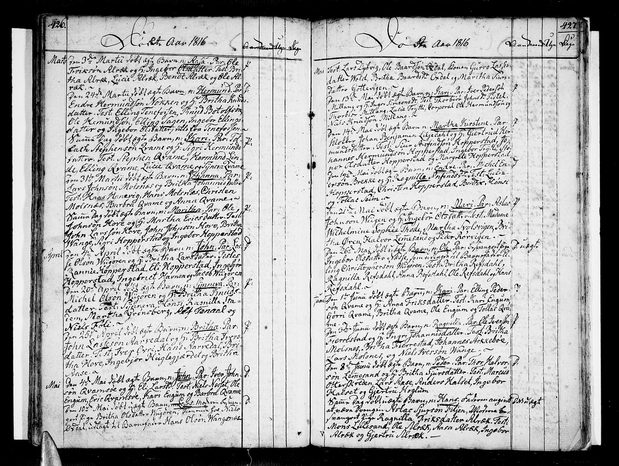 Vik sokneprestembete, AV/SAB-A-81501/H/Haa/Haaa/L0005: Parish register (official) no. A 5, 1787-1820, p. 426-427