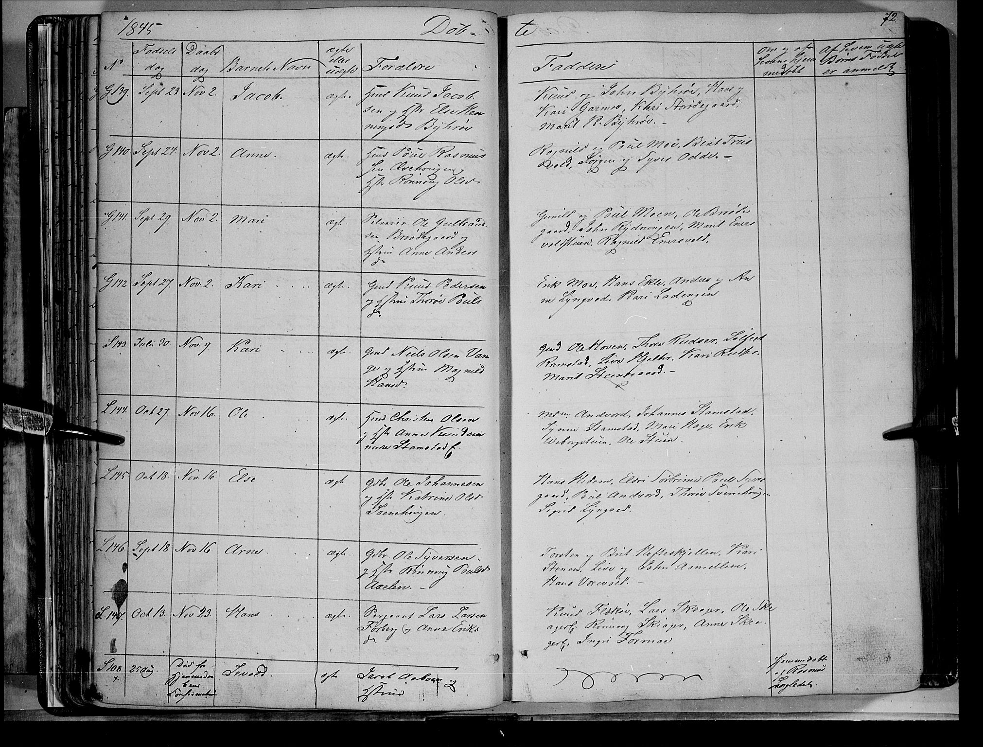 Lom prestekontor, AV/SAH-PREST-070/K/L0006: Parish register (official) no. 6A, 1837-1863, p. 72