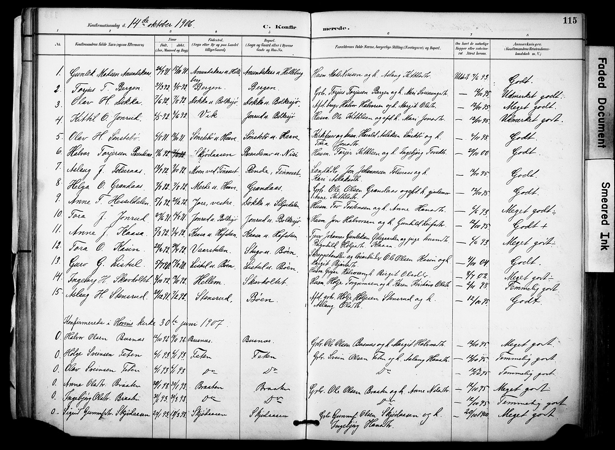 Gransherad kirkebøker, AV/SAKO-A-267/F/Fa/L0005: Parish register (official) no. I 5, 1887-1916, p. 115