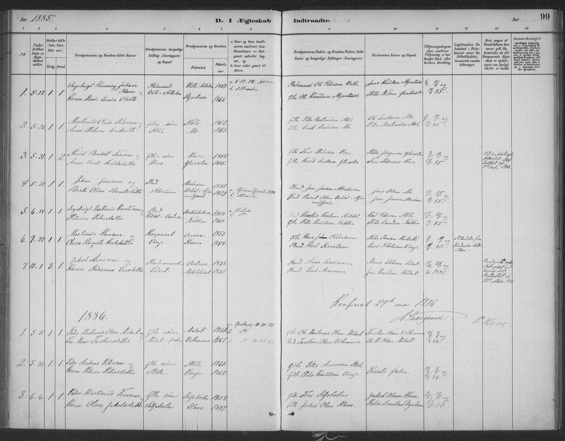 Ministerialprotokoller, klokkerbøker og fødselsregistre - Møre og Romsdal, SAT/A-1454/521/L0299: Parish register (official) no. 521A01, 1882-1907, p. 99