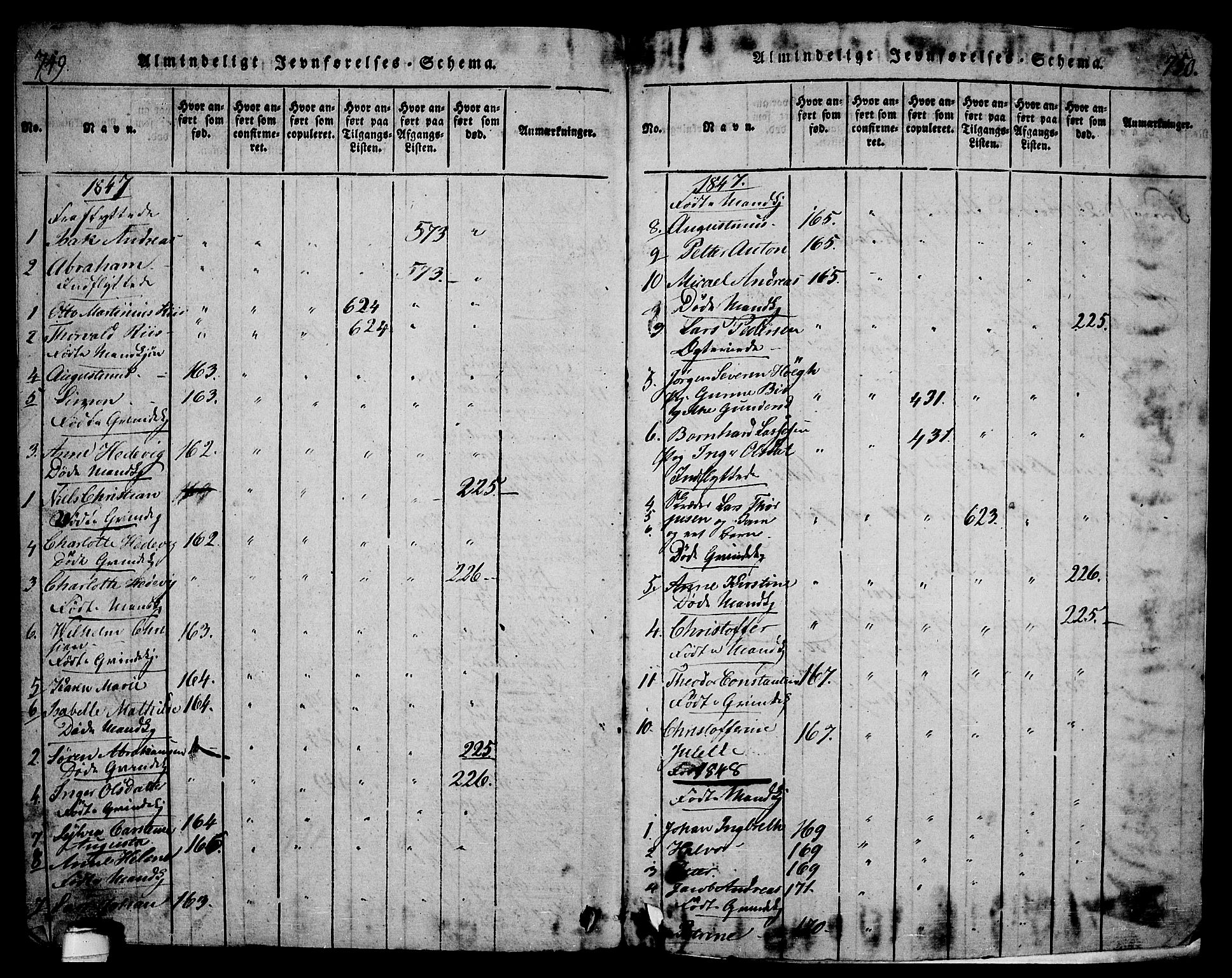 Langesund kirkebøker, SAKO/A-280/G/Ga/L0003: Parish register (copy) no. 3, 1815-1858, p. 749-750
