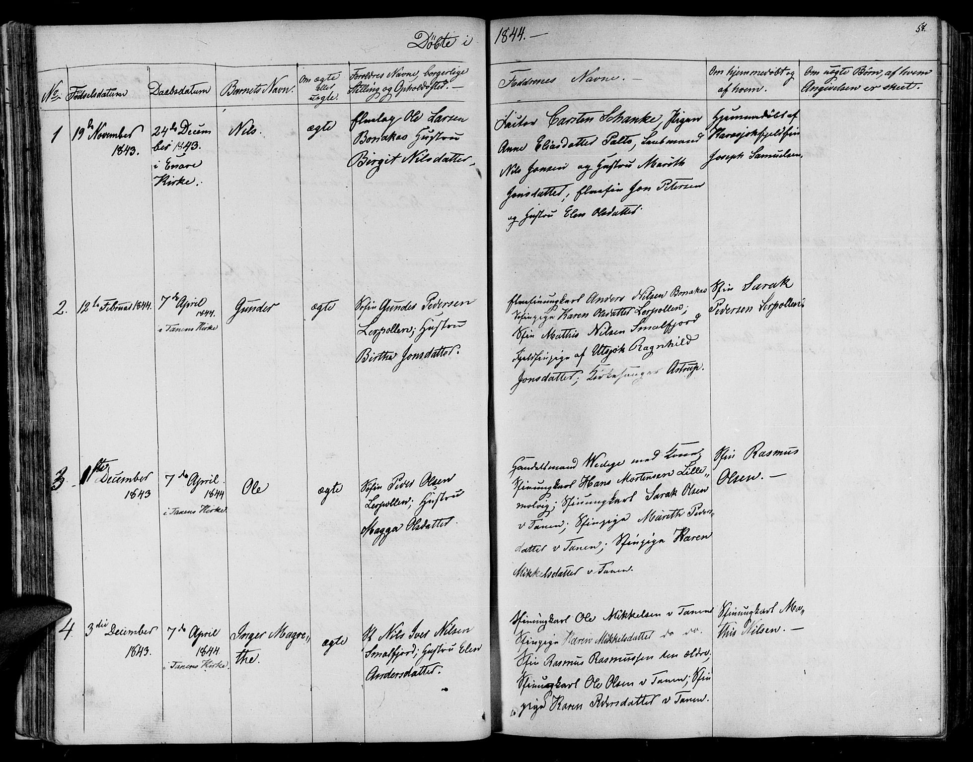 Lebesby sokneprestkontor, SATØ/S-1353/H/Ha/L0003kirke: Parish register (official) no. 3, 1833-1852, p. 58