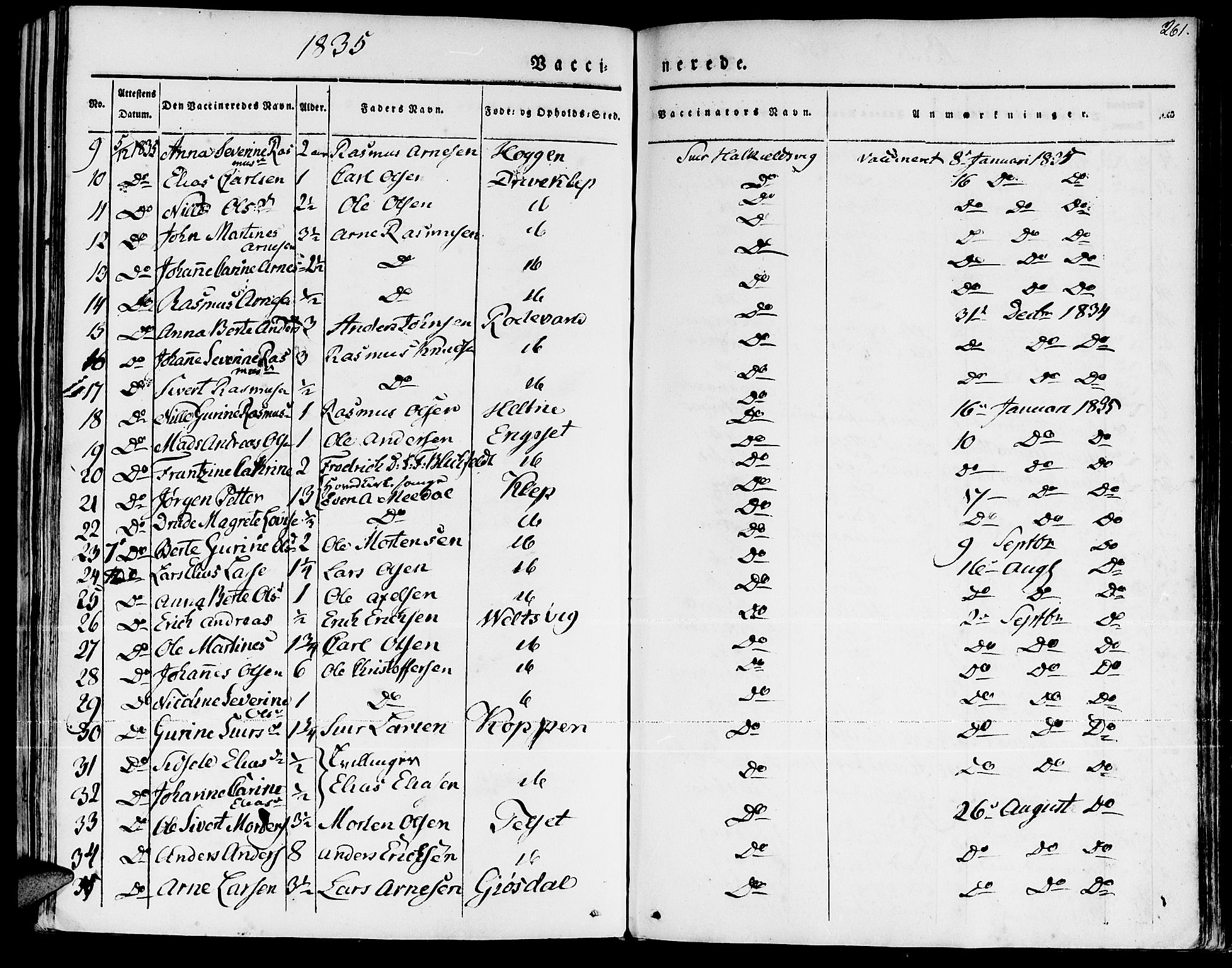 Ministerialprotokoller, klokkerbøker og fødselsregistre - Møre og Romsdal, AV/SAT-A-1454/511/L0139: Parish register (official) no. 511A06, 1831-1850, p. 261