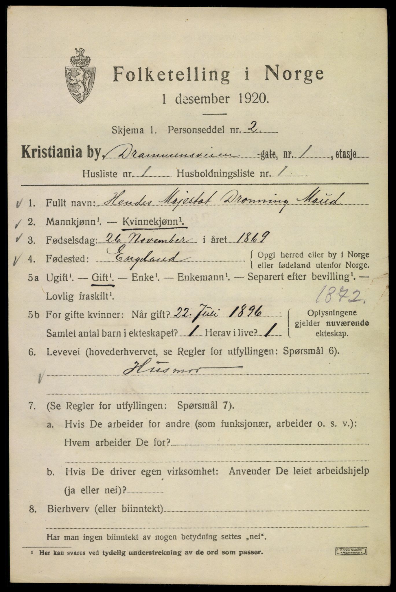 SAO, 1920 census for Kristiania, 1920, p. 200585