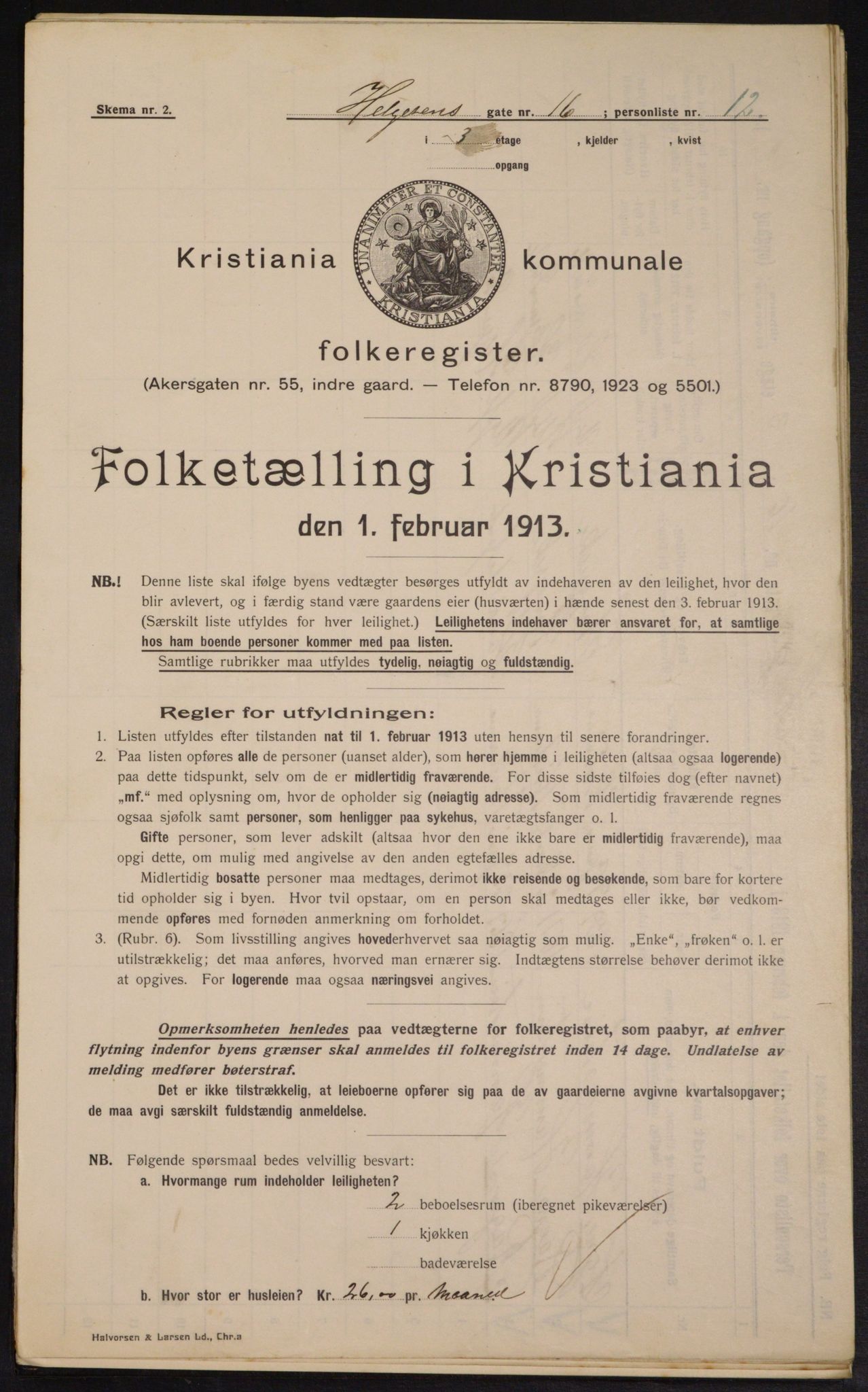 OBA, Municipal Census 1913 for Kristiania, 1913, p. 37834