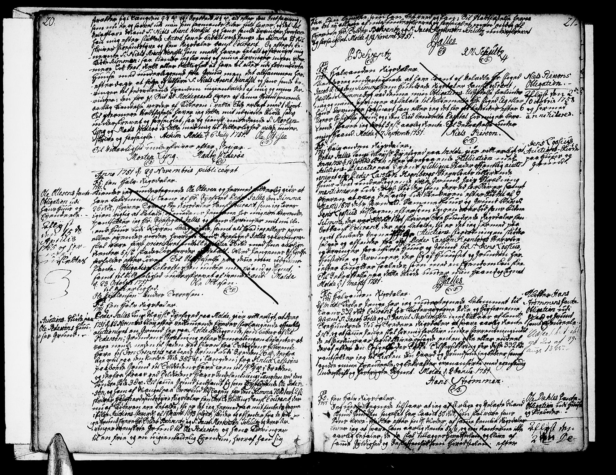 Molde byfogd, SAT/A-0025/2/2C/L0001: Mortgage book no. 1, 1748-1823, p. 20-21