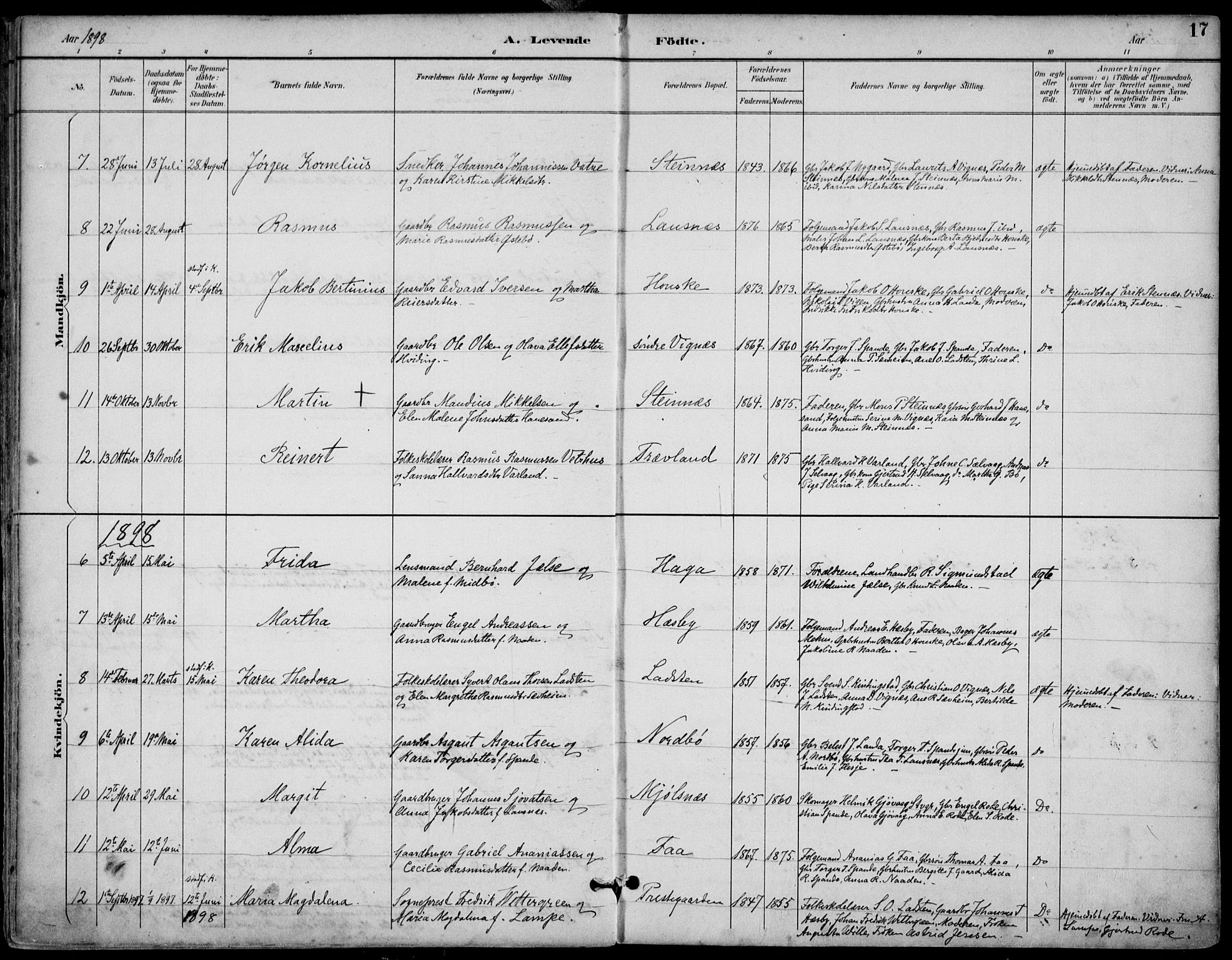 Finnøy sokneprestkontor, SAST/A-101825/H/Ha/Haa/L0011: Parish register (official) no. A 11, 1891-1910, p. 17