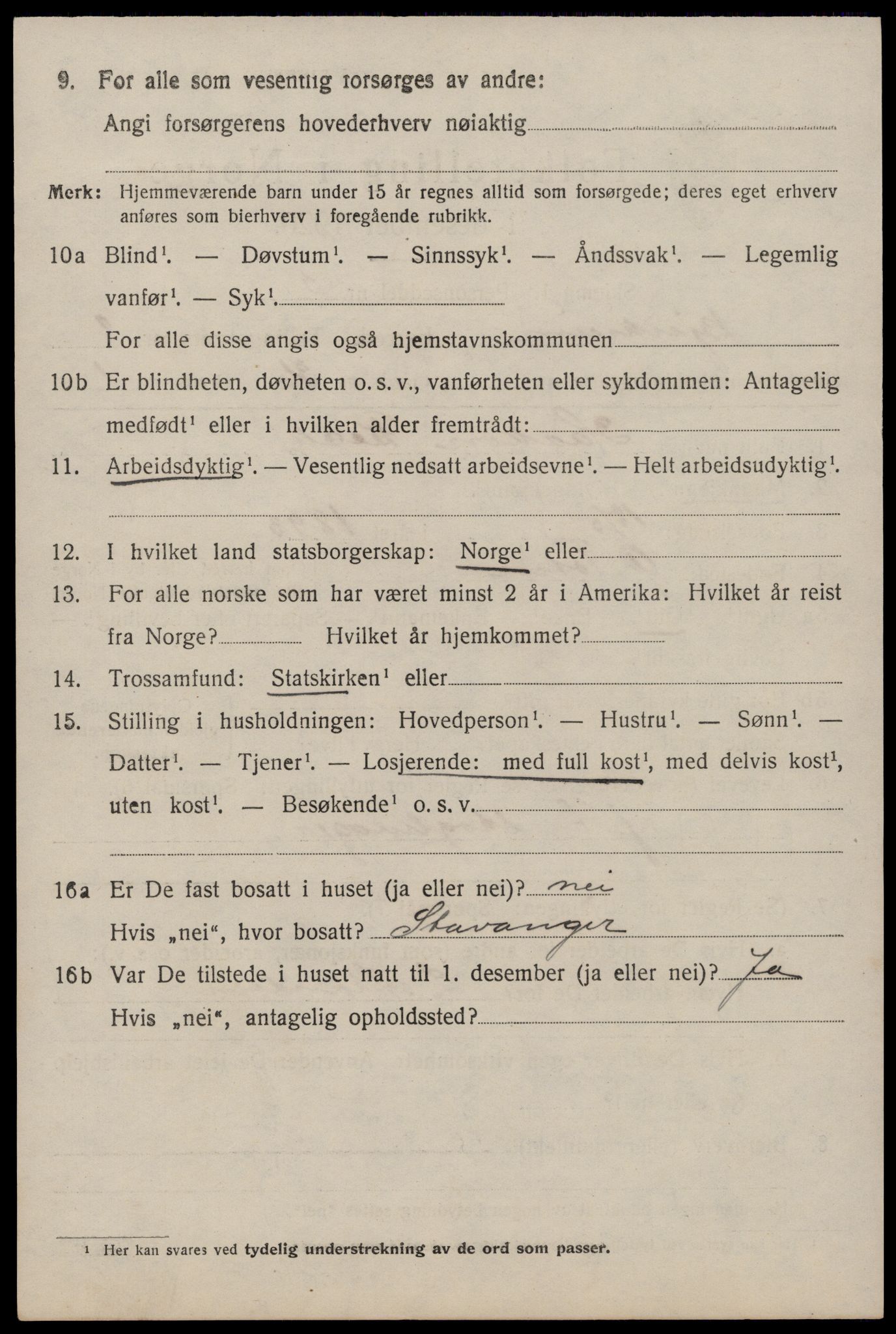 SAST, 1920 census for Bjerkreim, 1920, p. 3053