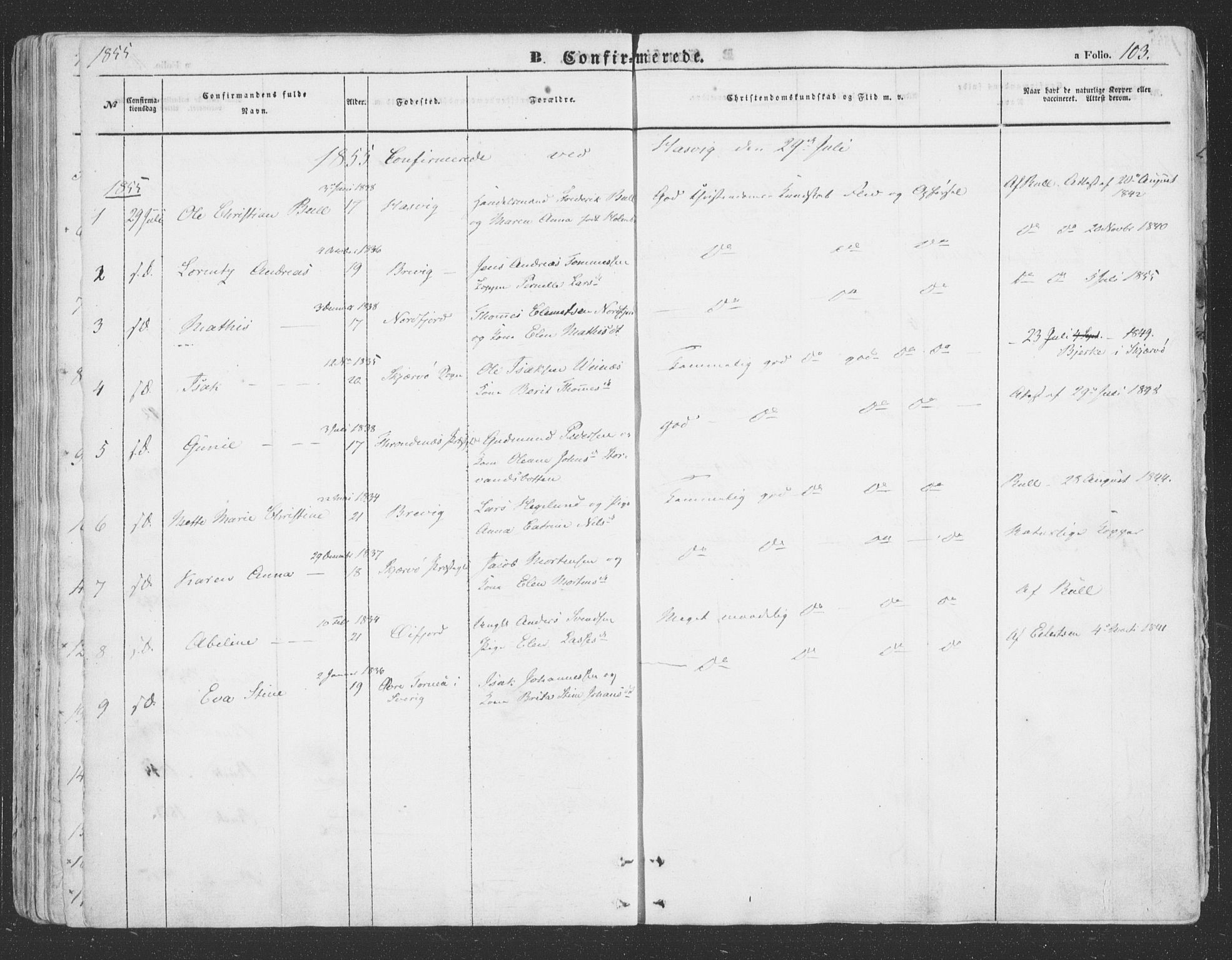 Loppa sokneprestkontor, SATØ/S-1339/H/Ha/L0004kirke: Parish register (official) no. 4, 1849-1868, p. 103