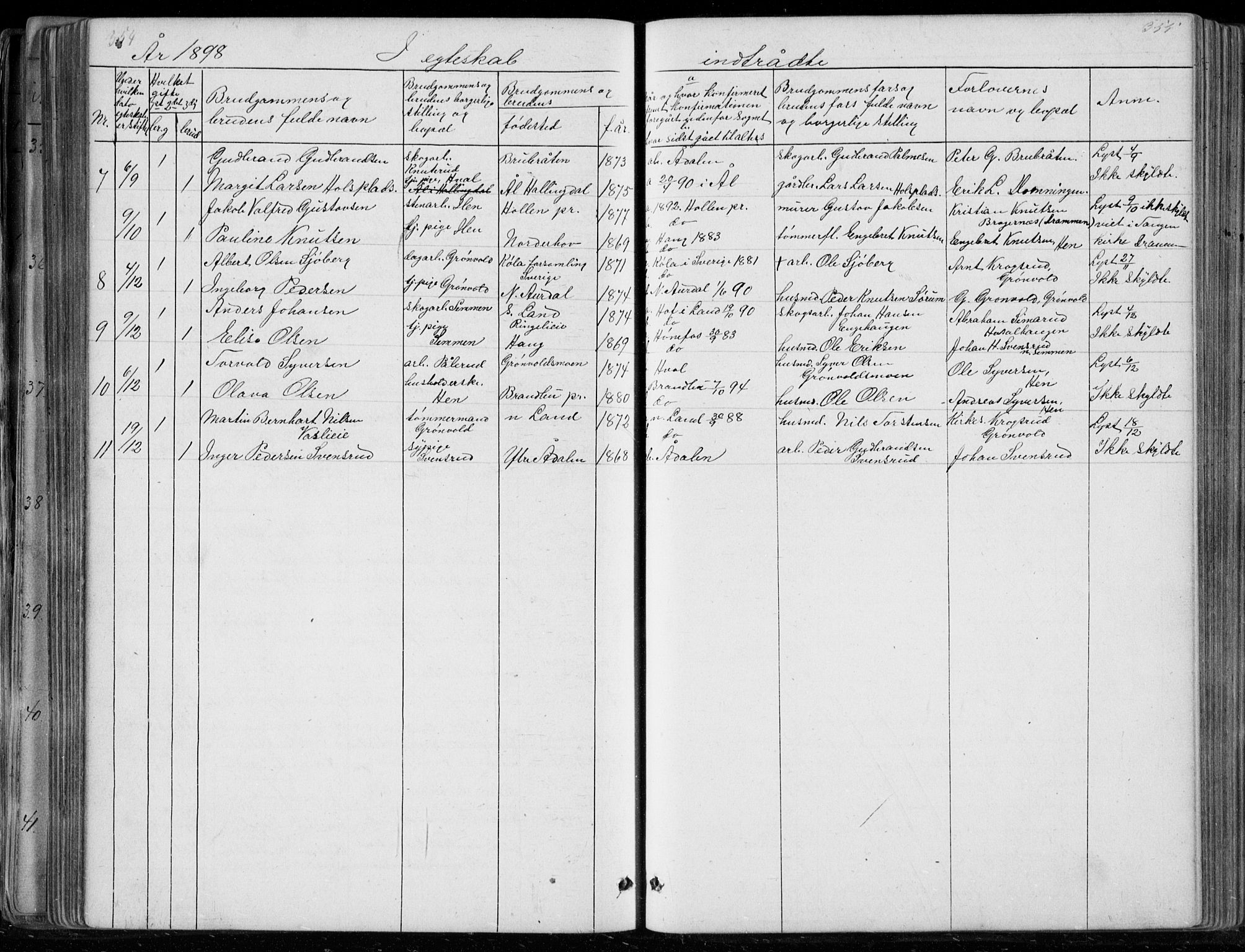 Ådal kirkebøker, SAKO/A-248/G/Gc/L0001: Parish register (copy) no. III 1, 1862-1898, p. 354-355