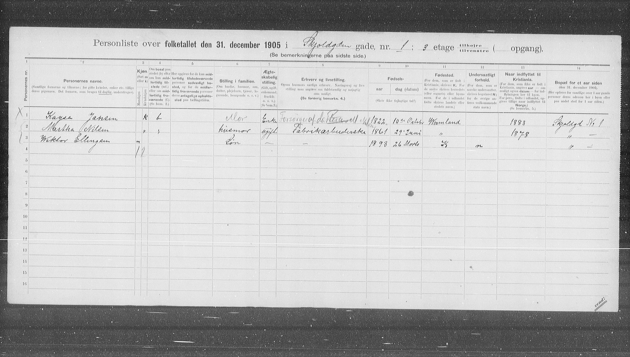 OBA, Municipal Census 1905 for Kristiania, 1905, p. 49892