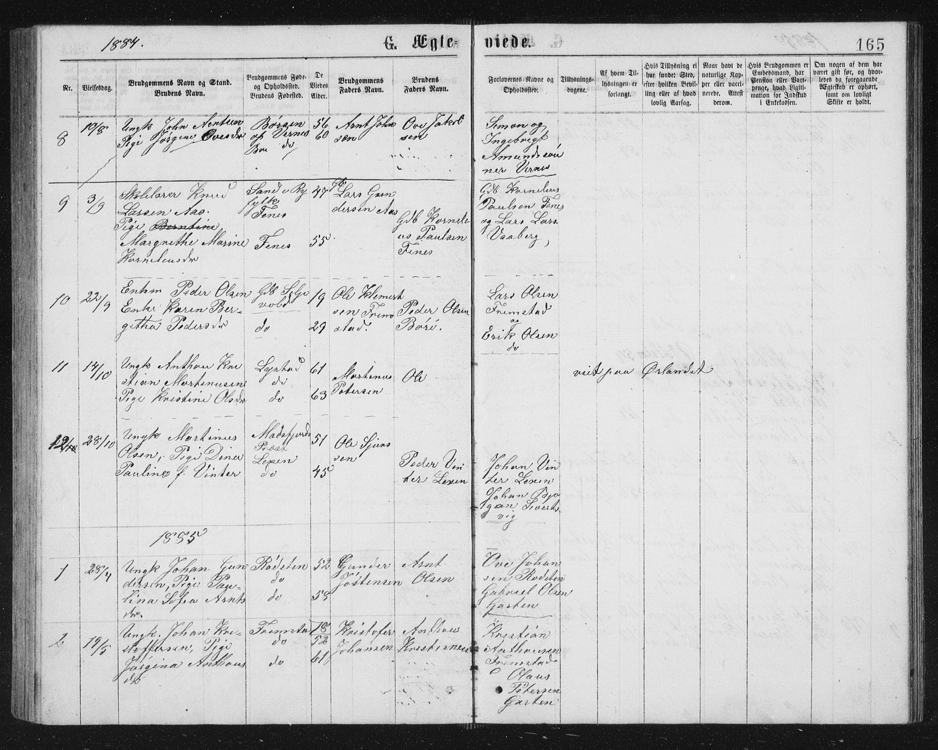 Ministerialprotokoller, klokkerbøker og fødselsregistre - Sør-Trøndelag, SAT/A-1456/662/L0756: Parish register (copy) no. 662C01, 1869-1891, p. 165