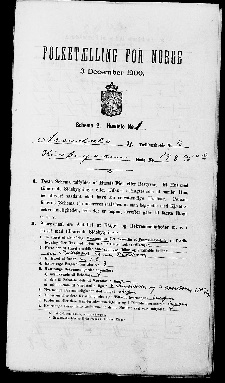 SAK, 1900 census for Arendal, 1900, p. 1930