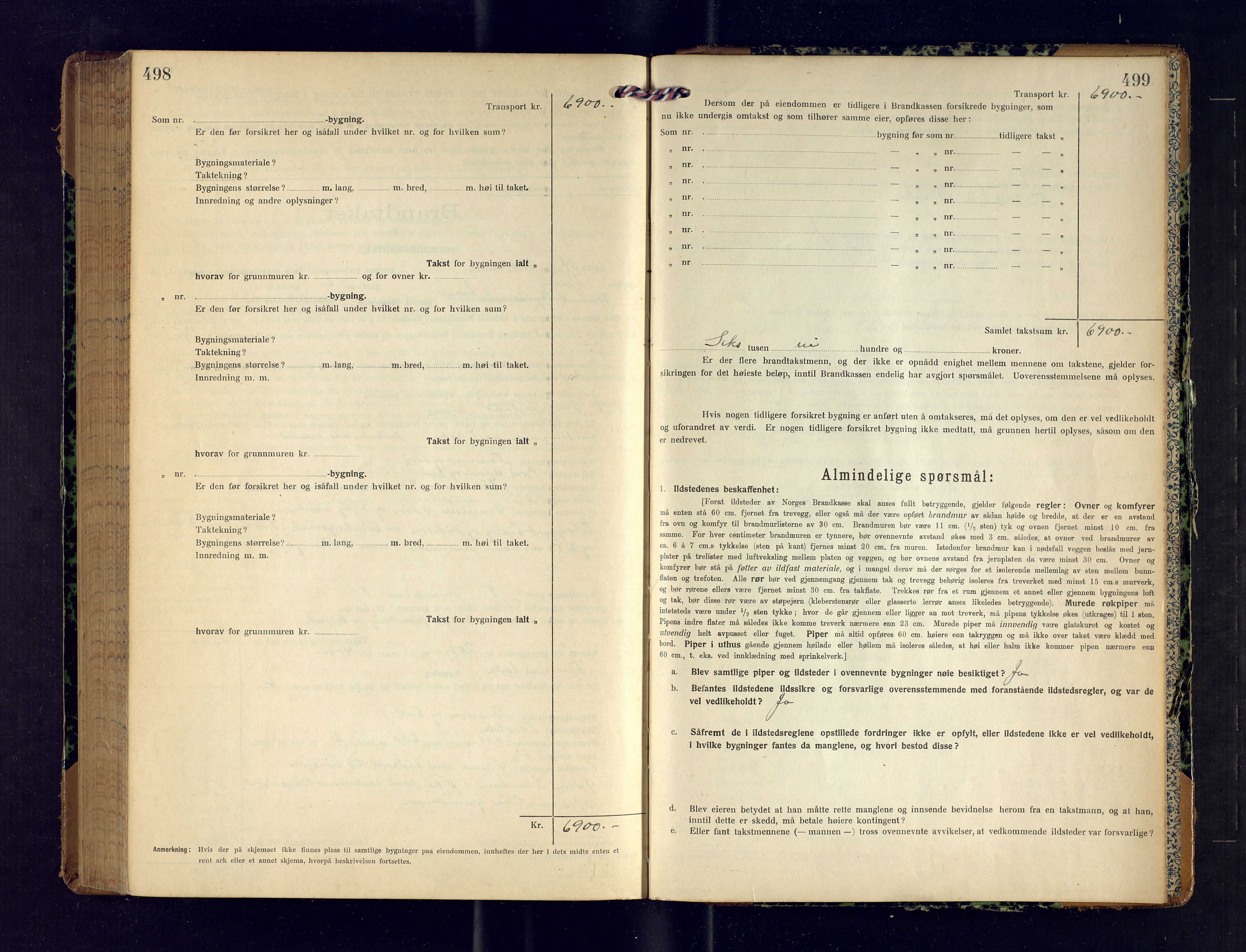 Lyngen lensmannskontor, AV/SATØ-SATO-99/F/Fm/Fmb/L0124: Branntakstprotokoller, 1923-1924, p. 498-499