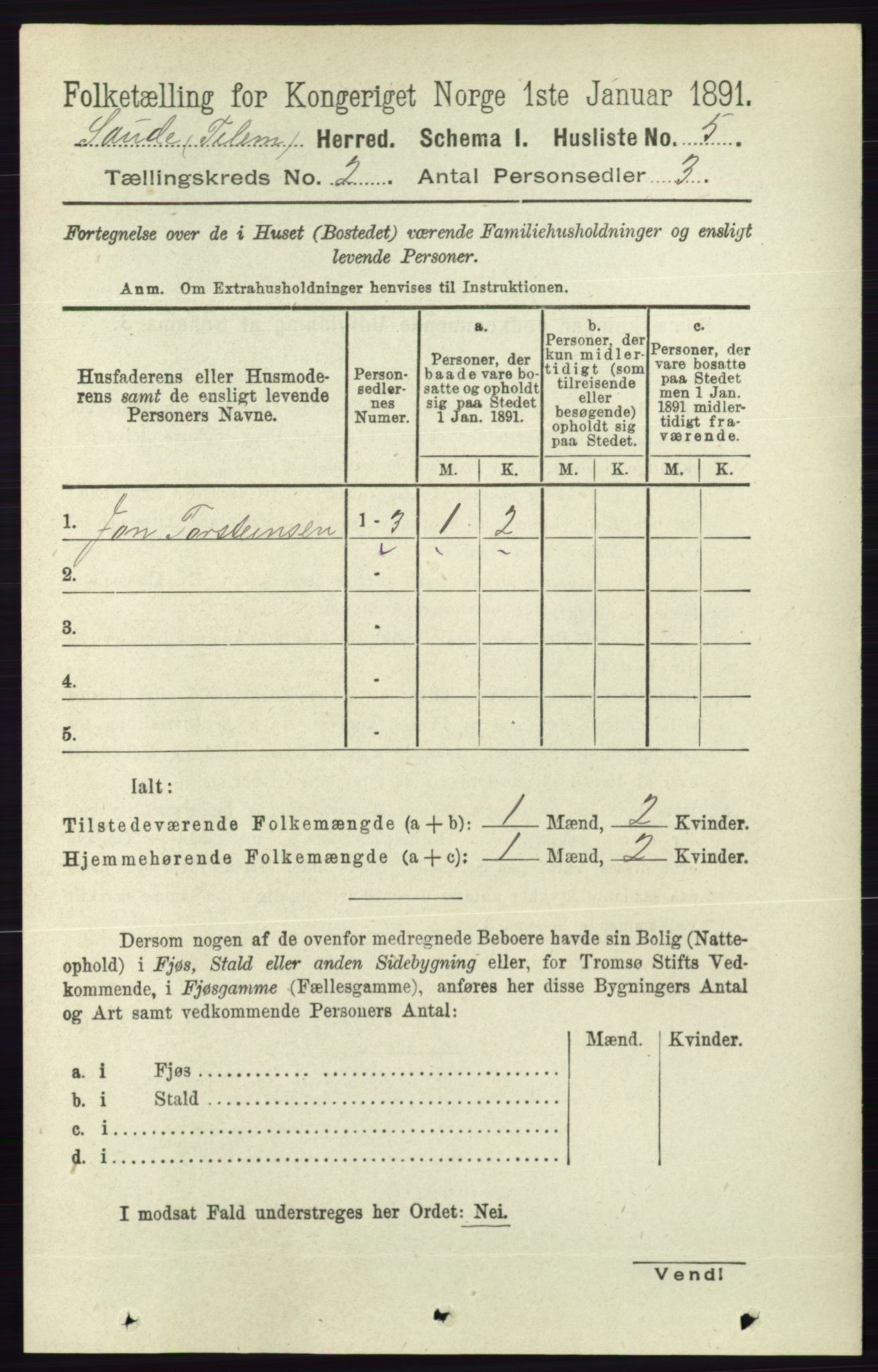 RA, 1891 census for 0822 Sauherad, 1891, p. 393