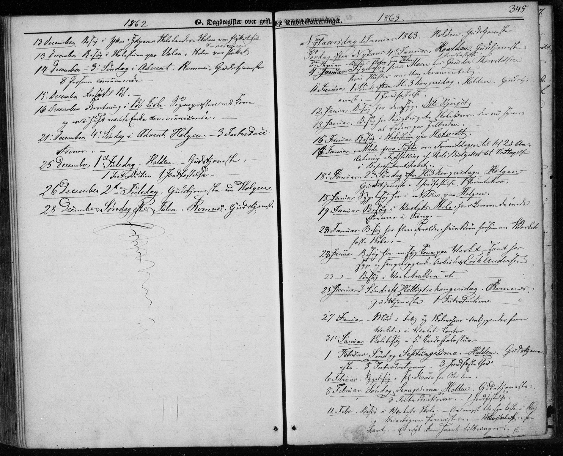 Holla kirkebøker, SAKO/A-272/F/Fa/L0006: Parish register (official) no. 6, 1861-1869, p. 345
