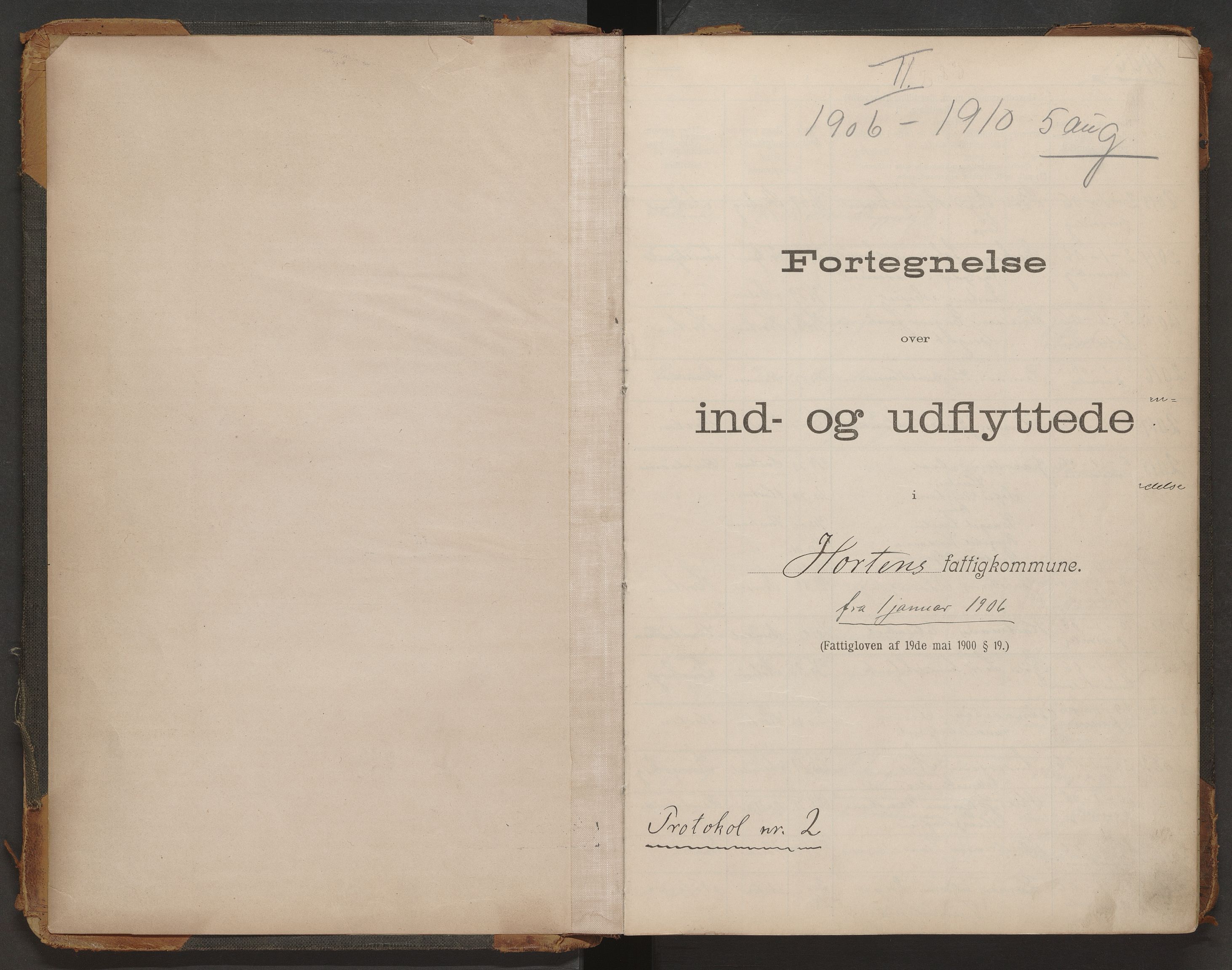 Horten folkeregister, AV/SAKO-A-382/G/Gd/L0002: Utflyttede, 1906-1910