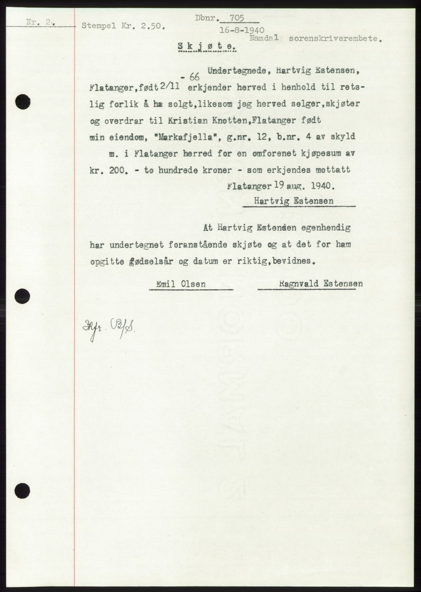 Namdal sorenskriveri, AV/SAT-A-4133/1/2/2C: Mortgage book no. -, 1940-1941, Deed date: 16.08.1940