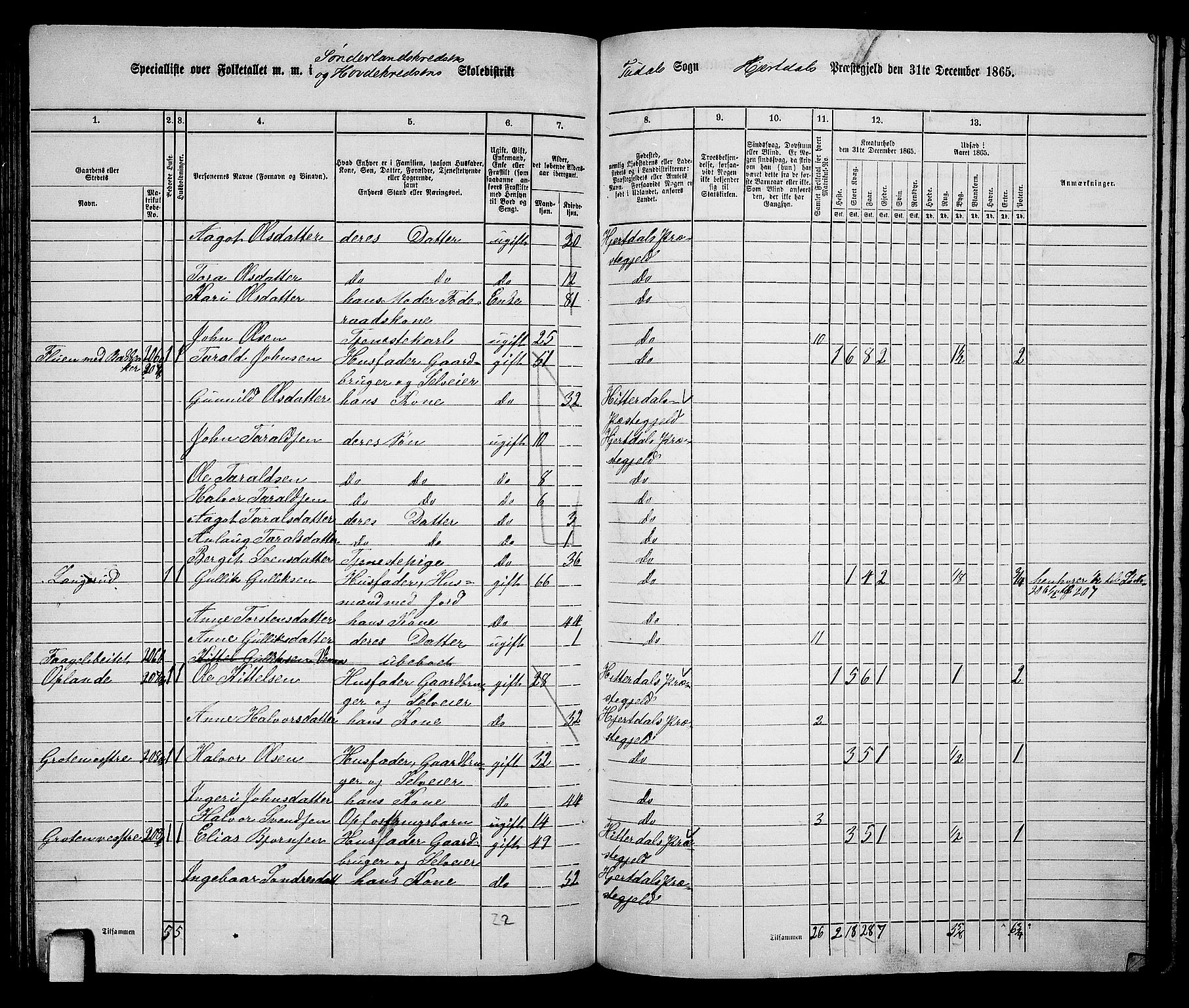 RA, 1865 census for Hjartdal, 1865, p. 106