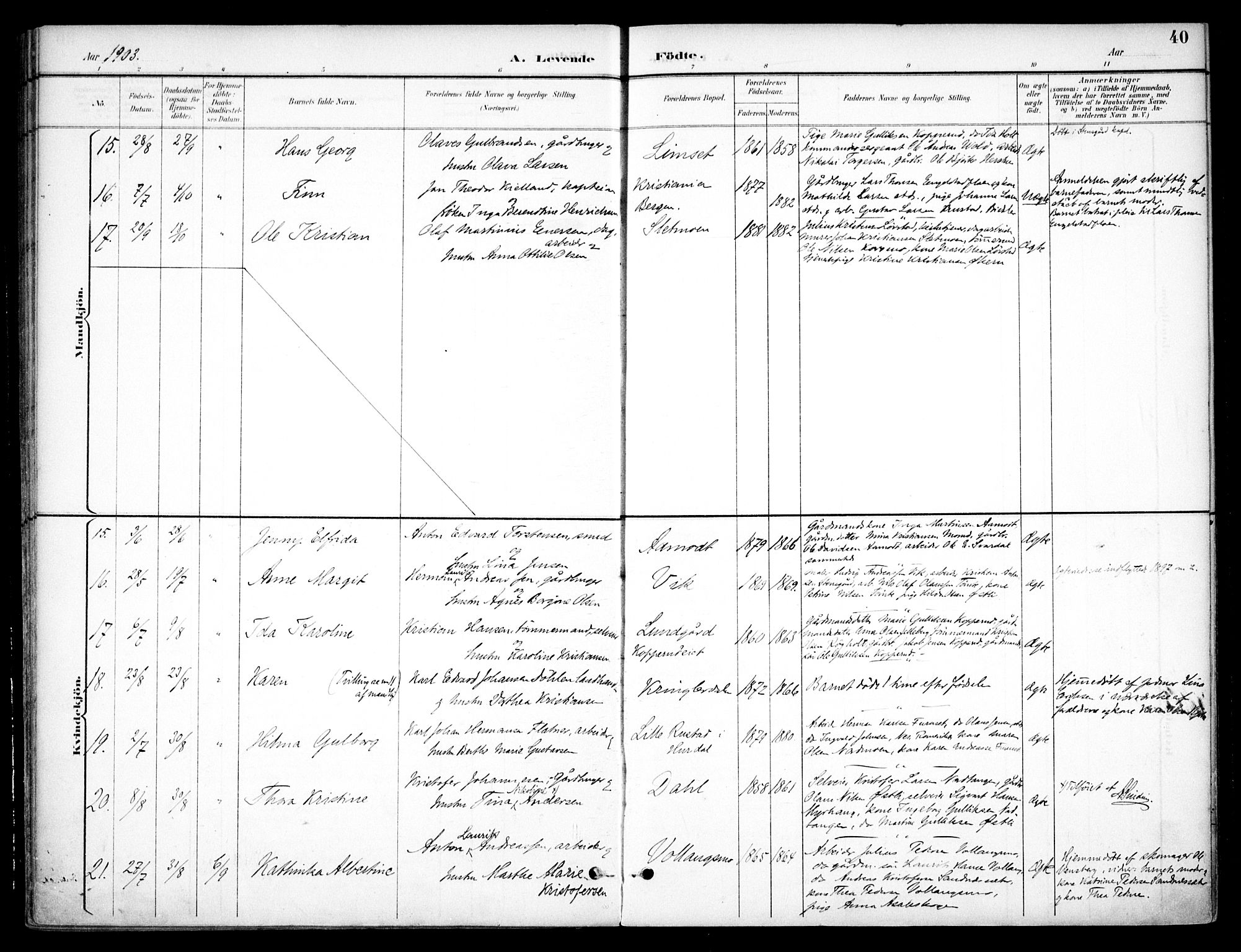 Nannestad prestekontor Kirkebøker, AV/SAO-A-10414a/F/Fc/L0002: Parish register (official) no. III 2, 1893-1907, p. 40