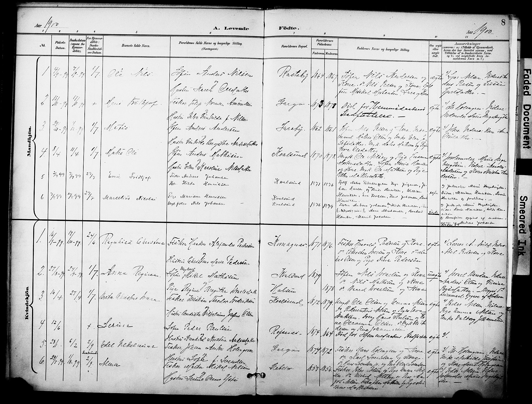 Hammerfest sokneprestkontor, SATØ/S-1347/H/Ha/L0012.kirke: Parish register (official) no. 12, 1898-1908, p. 8