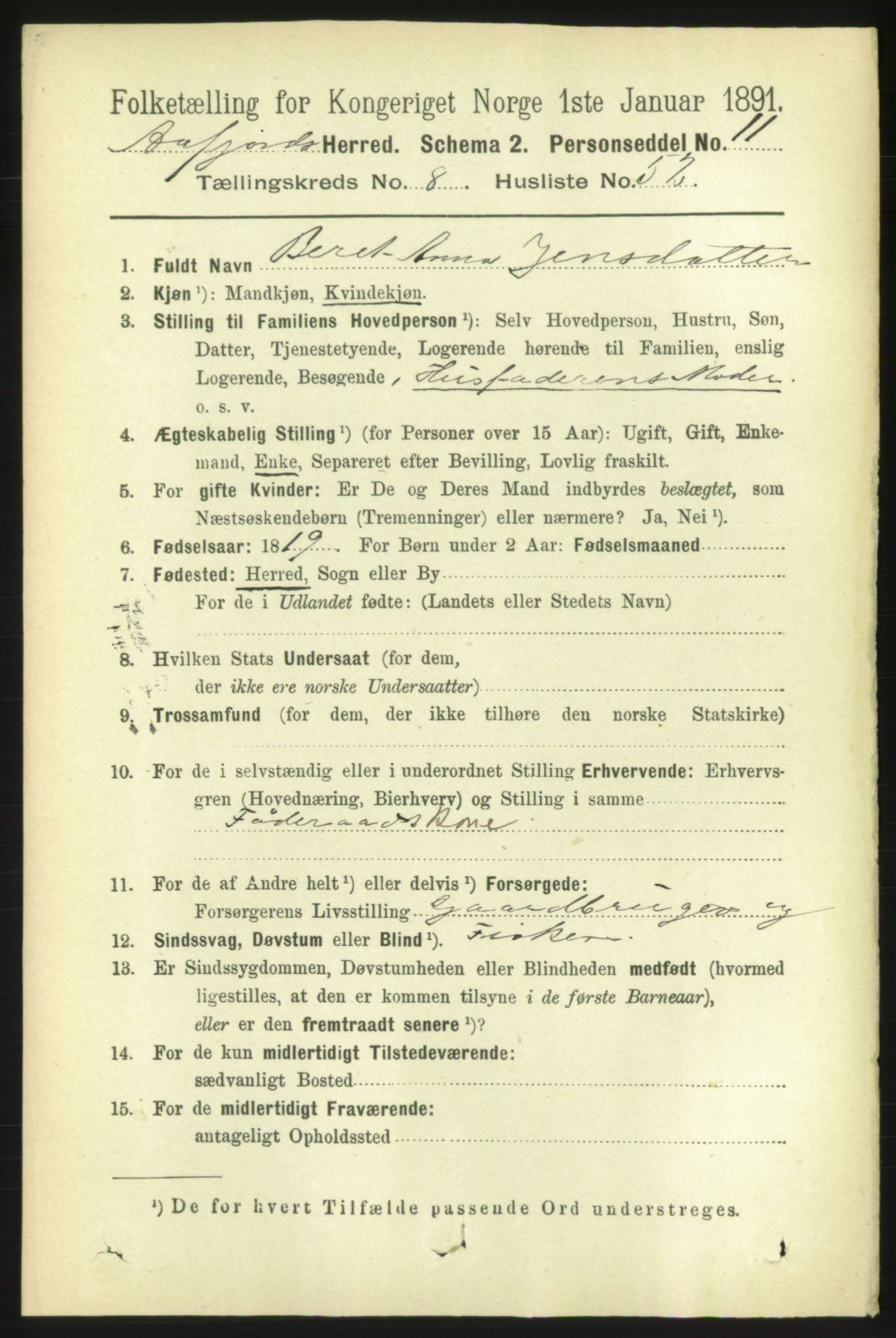 RA, 1891 census for 1630 Åfjord, 1891, p. 2360