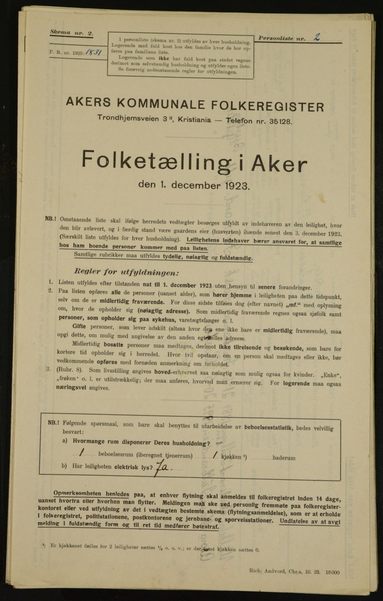 , Municipal Census 1923 for Aker, 1923, p. 34165