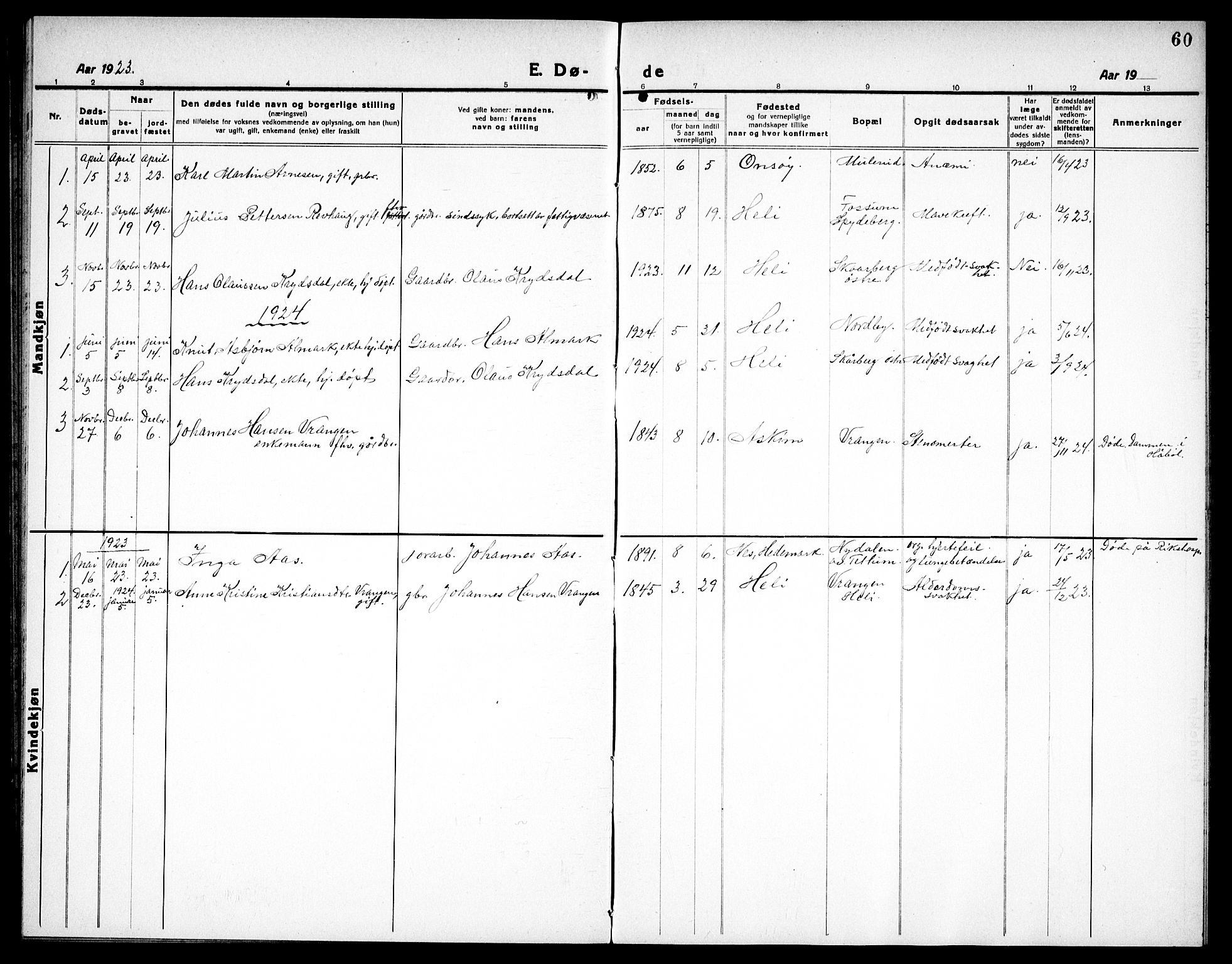 Spydeberg prestekontor Kirkebøker, SAO/A-10924/G/Gc/L0002: Parish register (copy) no. III 2, 1918-1939, p. 60