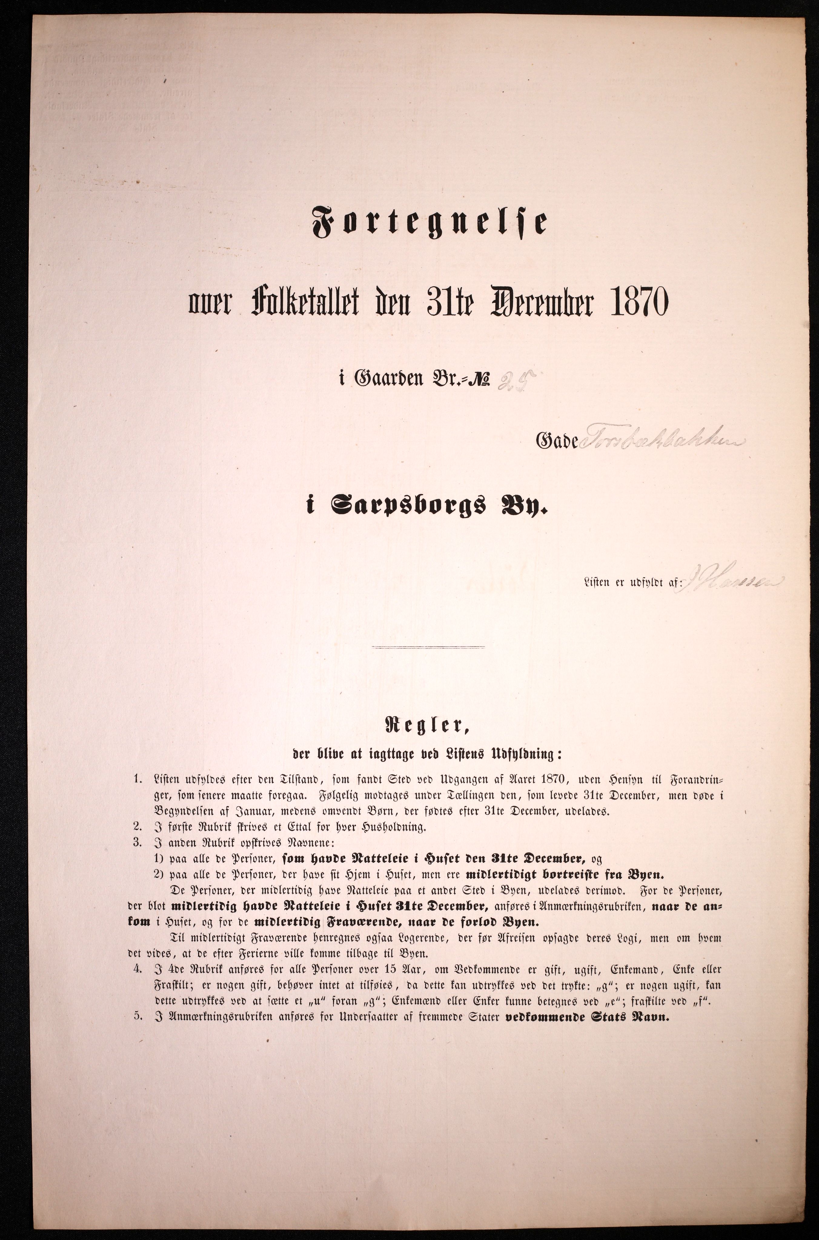 RA, 1870 census for 0102 Sarpsborg, 1870, p. 333