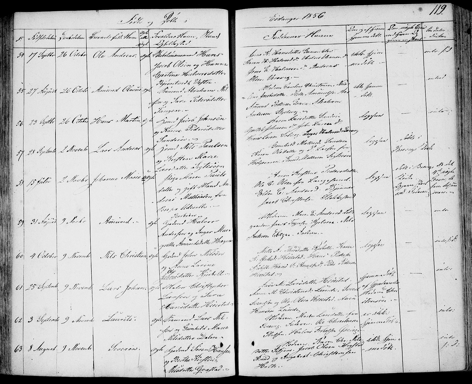 Eidanger kirkebøker, SAKO/A-261/F/Fa/L0008: Parish register (official) no. 8, 1831-1858, p. 119