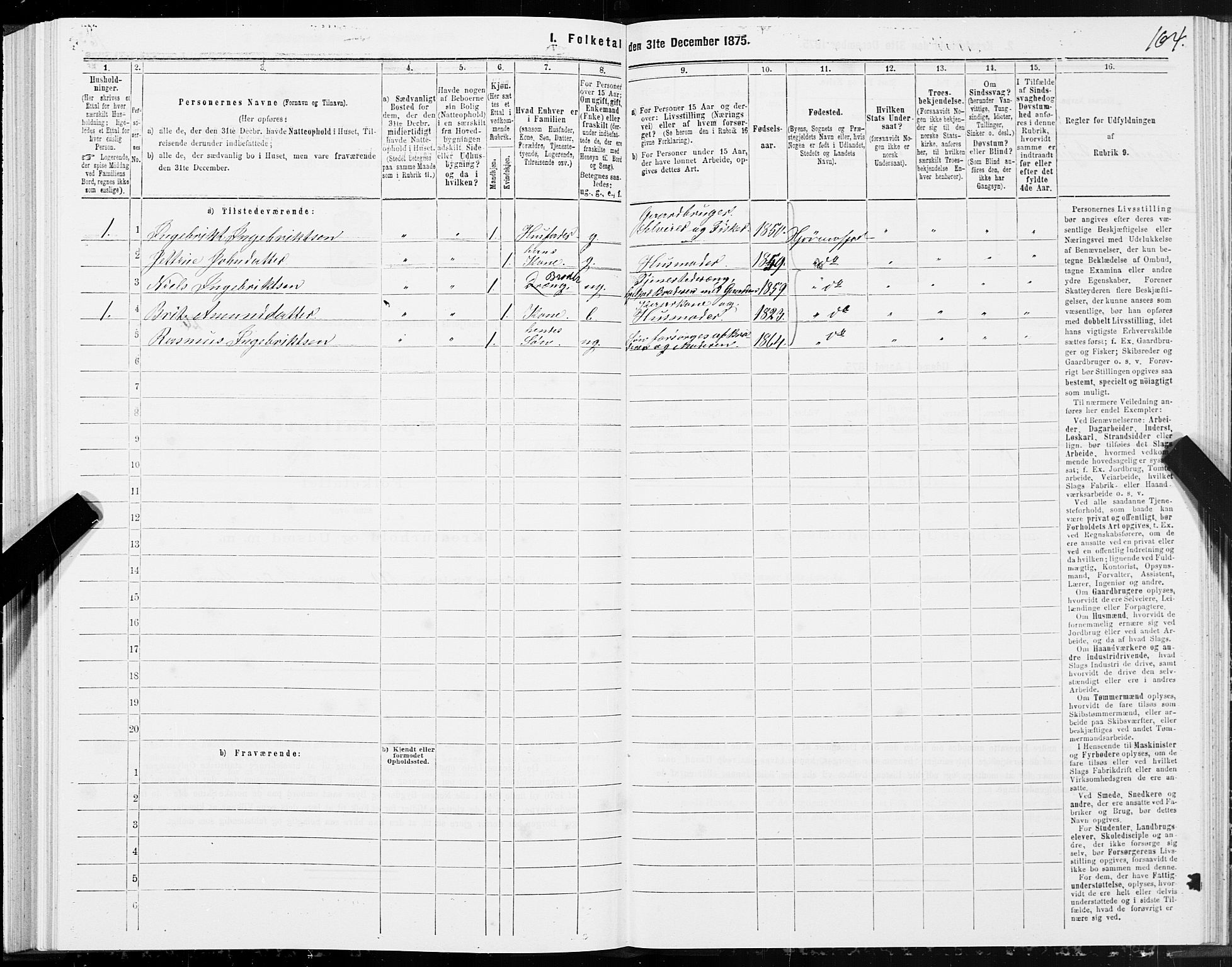 SAT, 1875 census for 1522P Hjørundfjord, 1875, p. 1164