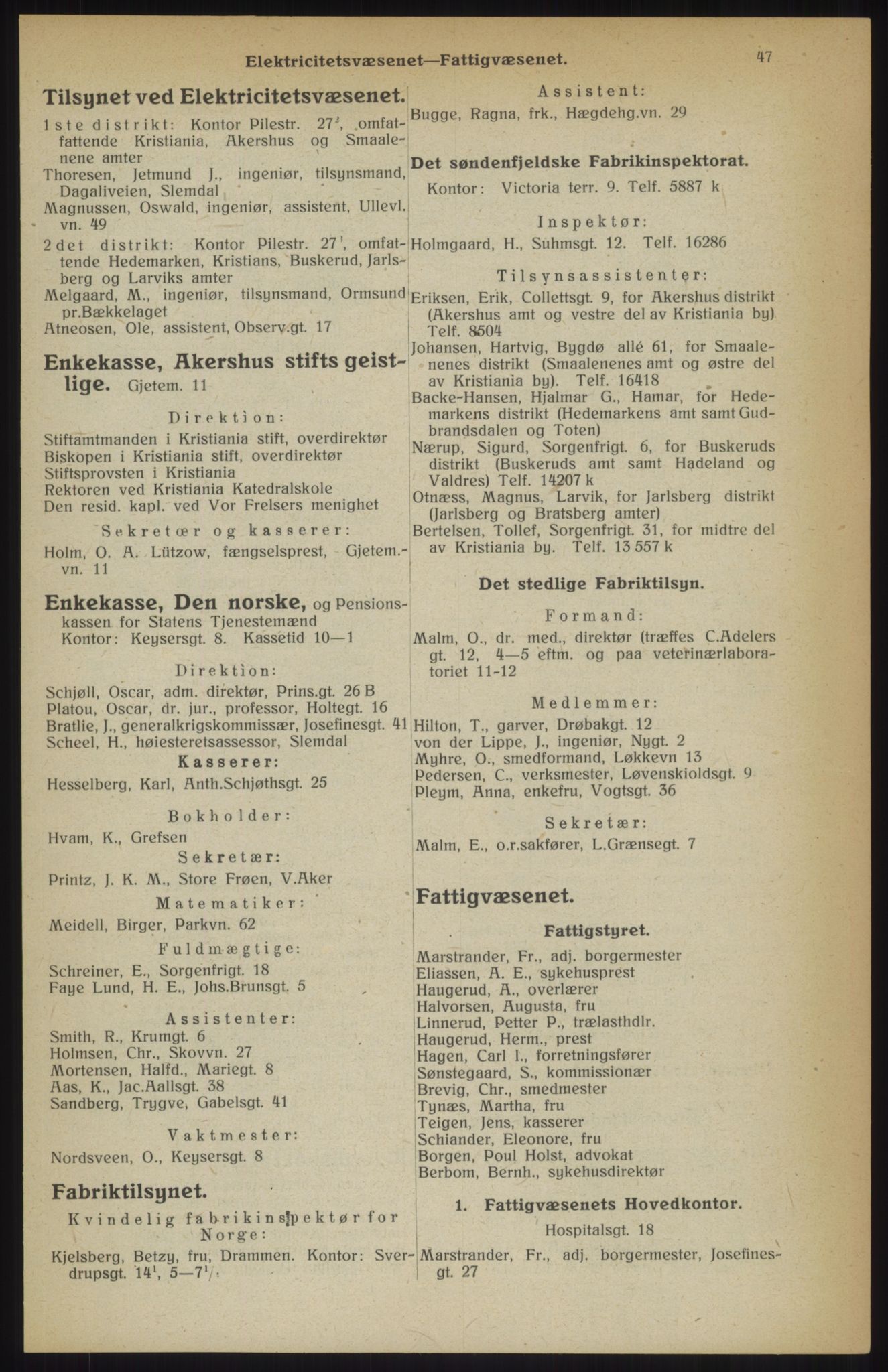 Kristiania/Oslo adressebok, PUBL/-, 1914, p. 47
