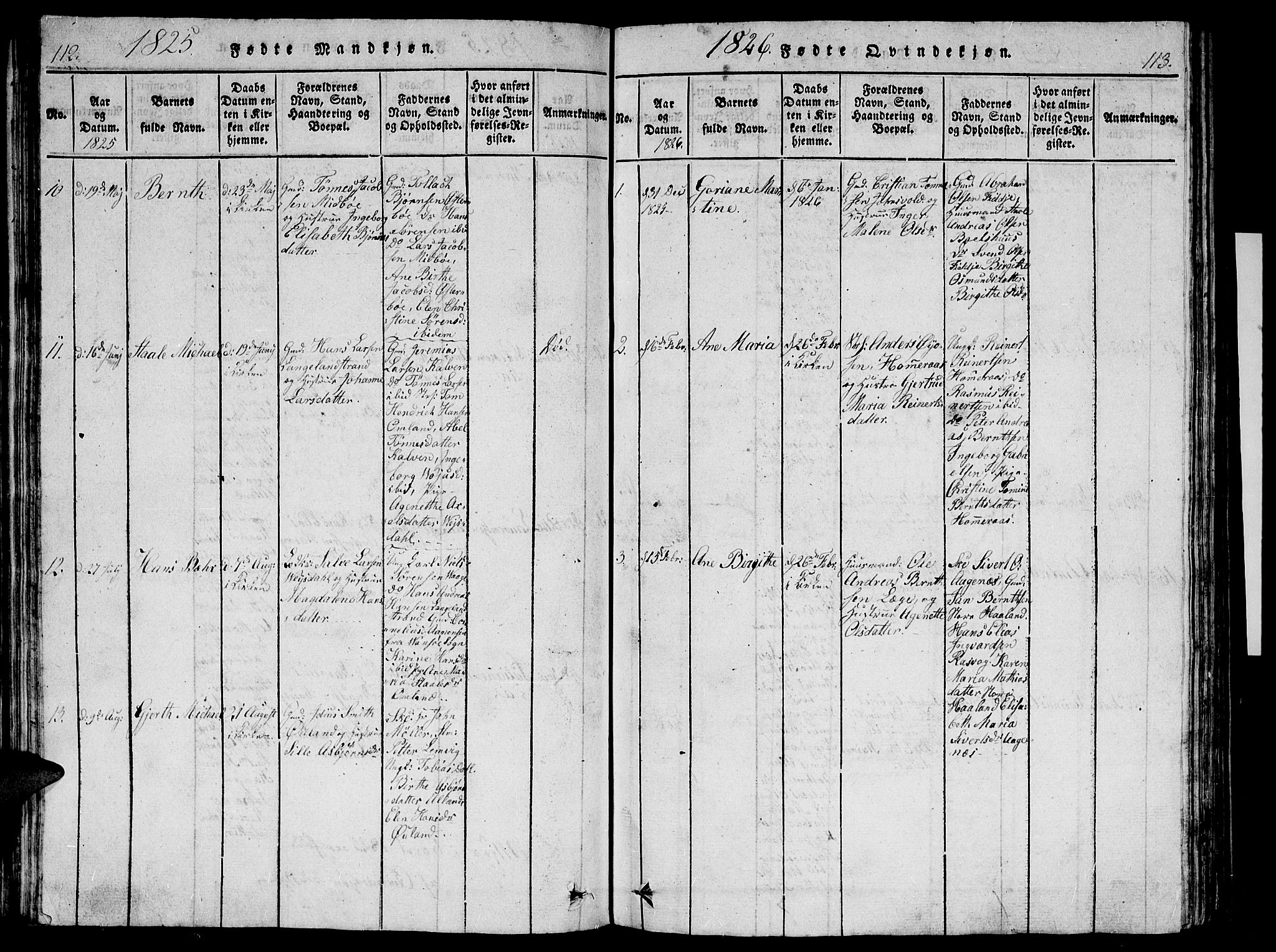 Flekkefjord sokneprestkontor, AV/SAK-1111-0012/F/Fb/Fbb/L0001: Parish register (copy) no. B 1, 1815-1830, p. 112-113