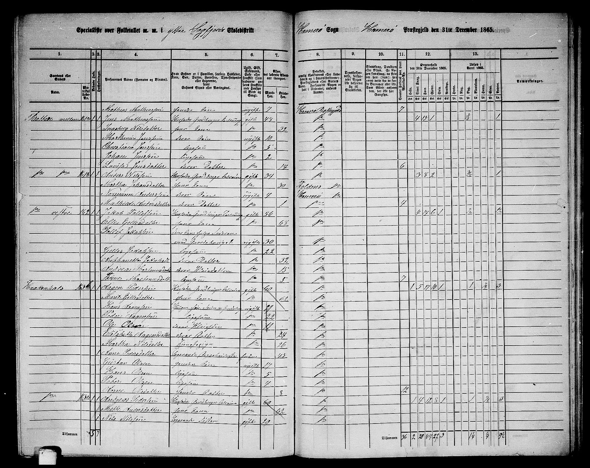 RA, 1865 census for Hamarøy, 1865, p. 70