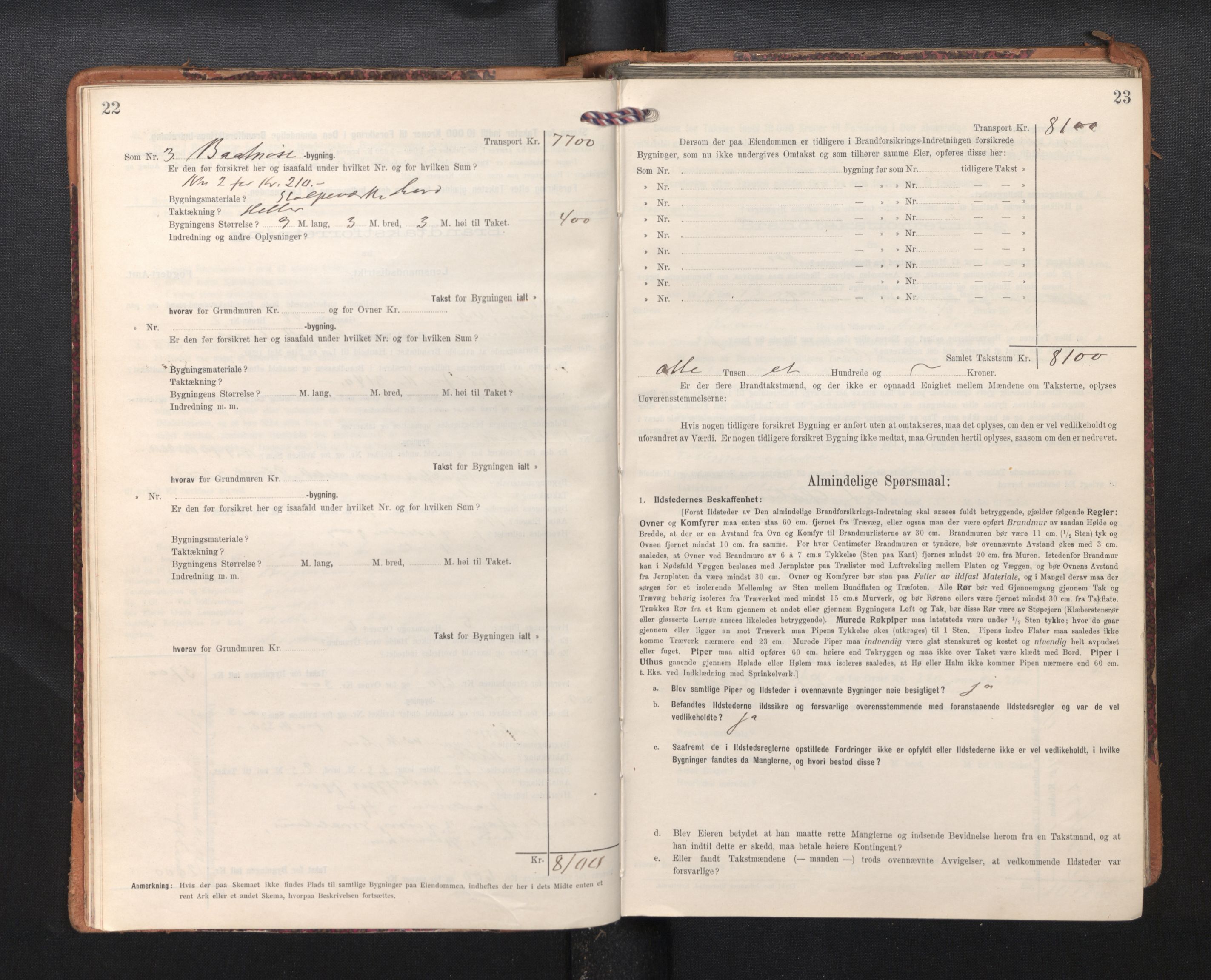 Lensmannen i Kvam, AV/SAB-A-33201/0012/L0006: Branntakstprotokoll, skjematakst, 1913-1955, p. 22-23