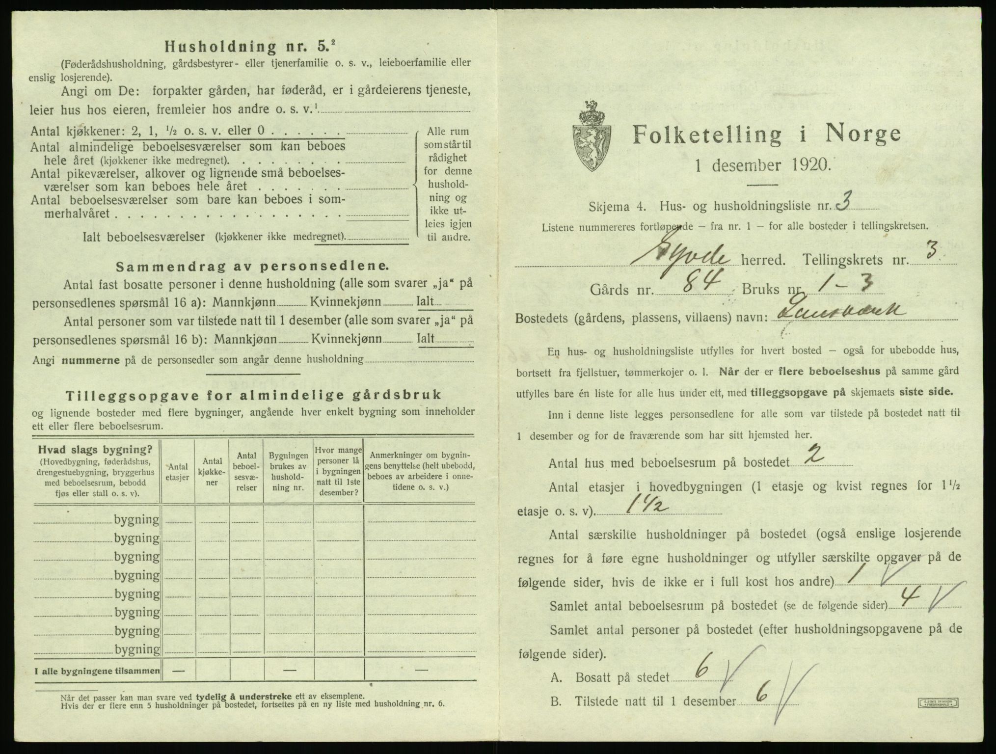 SAT, 1920 census for Syvde, 1920, p. 132