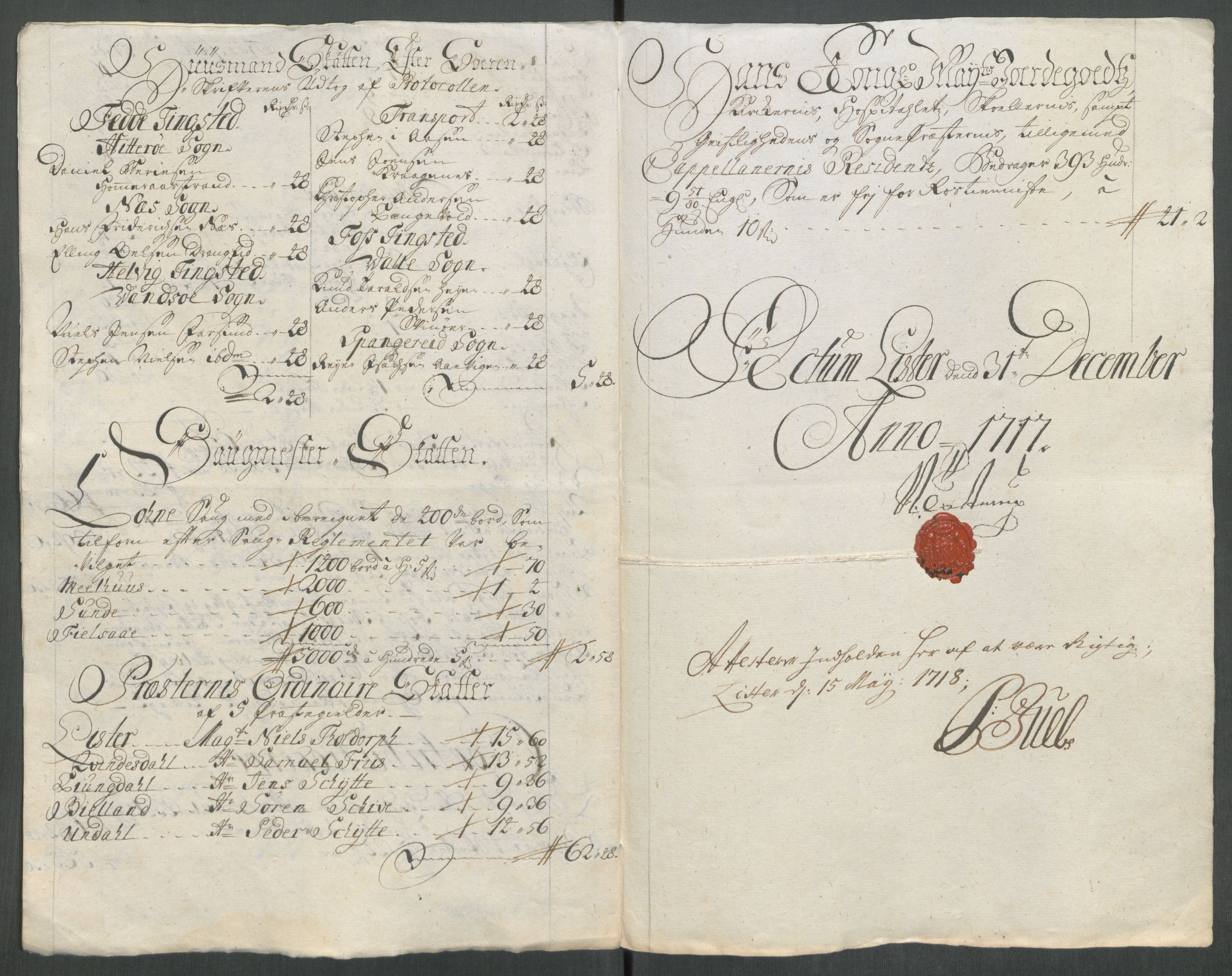 Rentekammeret inntil 1814, Reviderte regnskaper, Fogderegnskap, AV/RA-EA-4092/R43/L2561: Fogderegnskap Lista og Mandal, 1717, p. 35