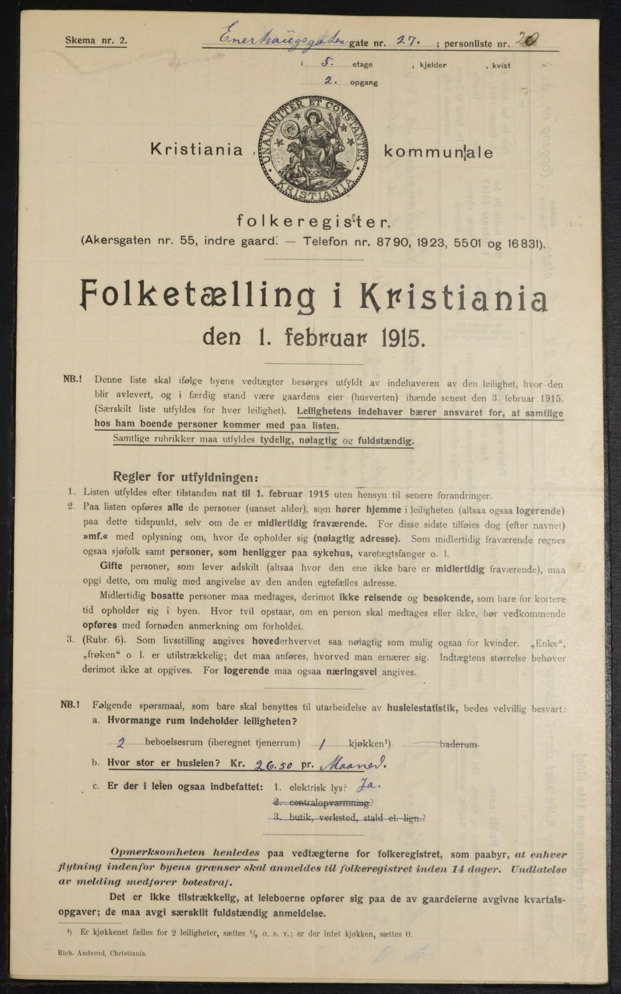 OBA, Municipal Census 1915 for Kristiania, 1915, p. 21270