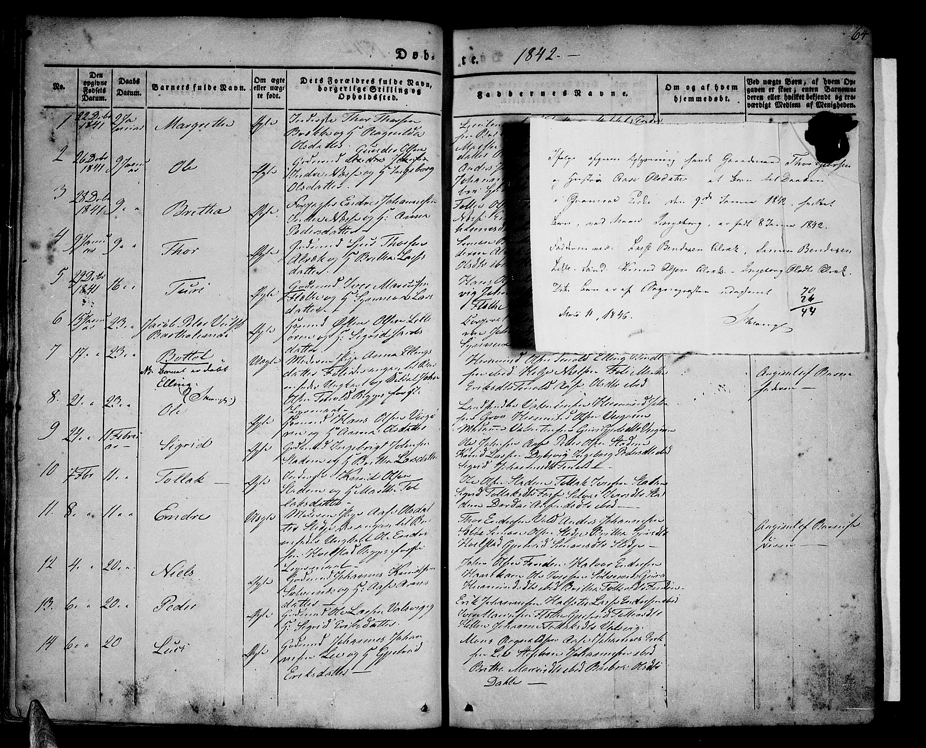 Vik sokneprestembete, SAB/A-81501: Parish register (official) no. A 7, 1831-1845, p. 64