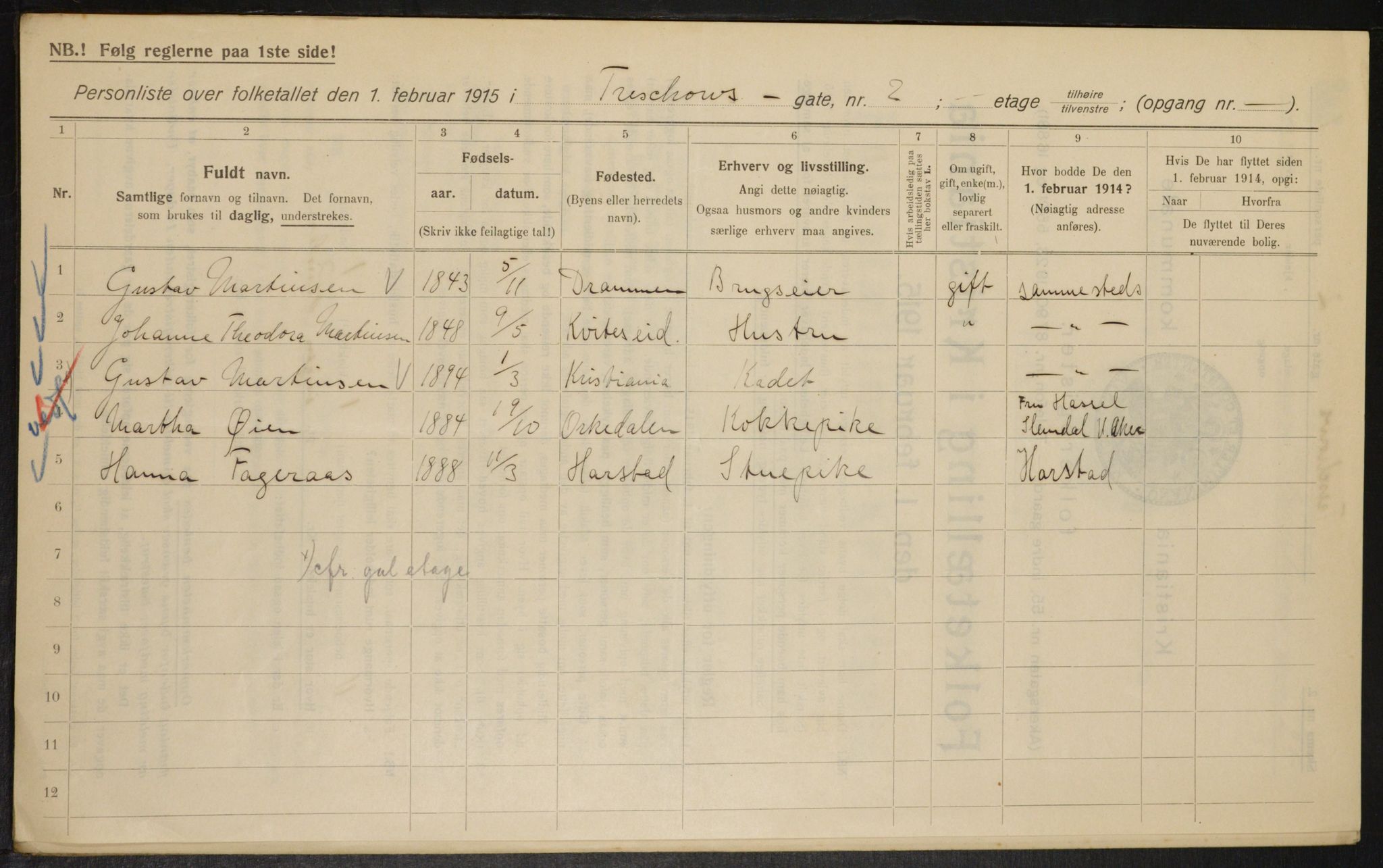 OBA, Municipal Census 1915 for Kristiania, 1915, p. 115783