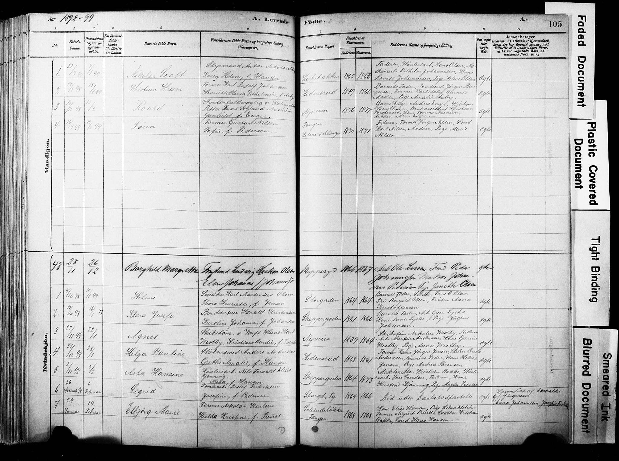 Strømsø kirkebøker, SAKO/A-246/F/Fb/L0006: Parish register (official) no. II 6, 1879-1910, p. 105
