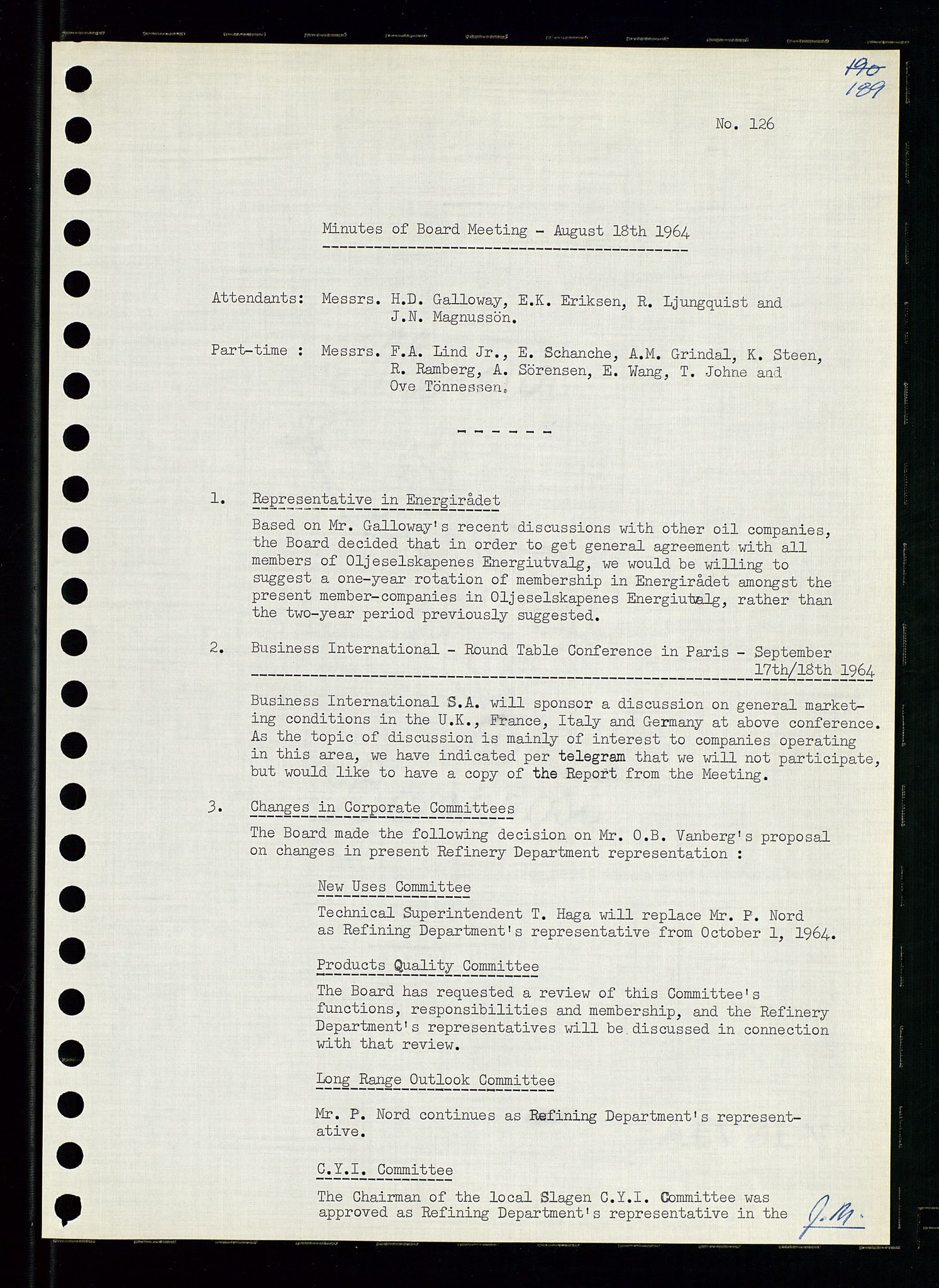 Pa 0982 - Esso Norge A/S, AV/SAST-A-100448/A/Aa/L0001/0004: Den administrerende direksjon Board minutes (styrereferater) / Den administrerende direksjon Board minutes (styrereferater), 1963-1964, p. 72