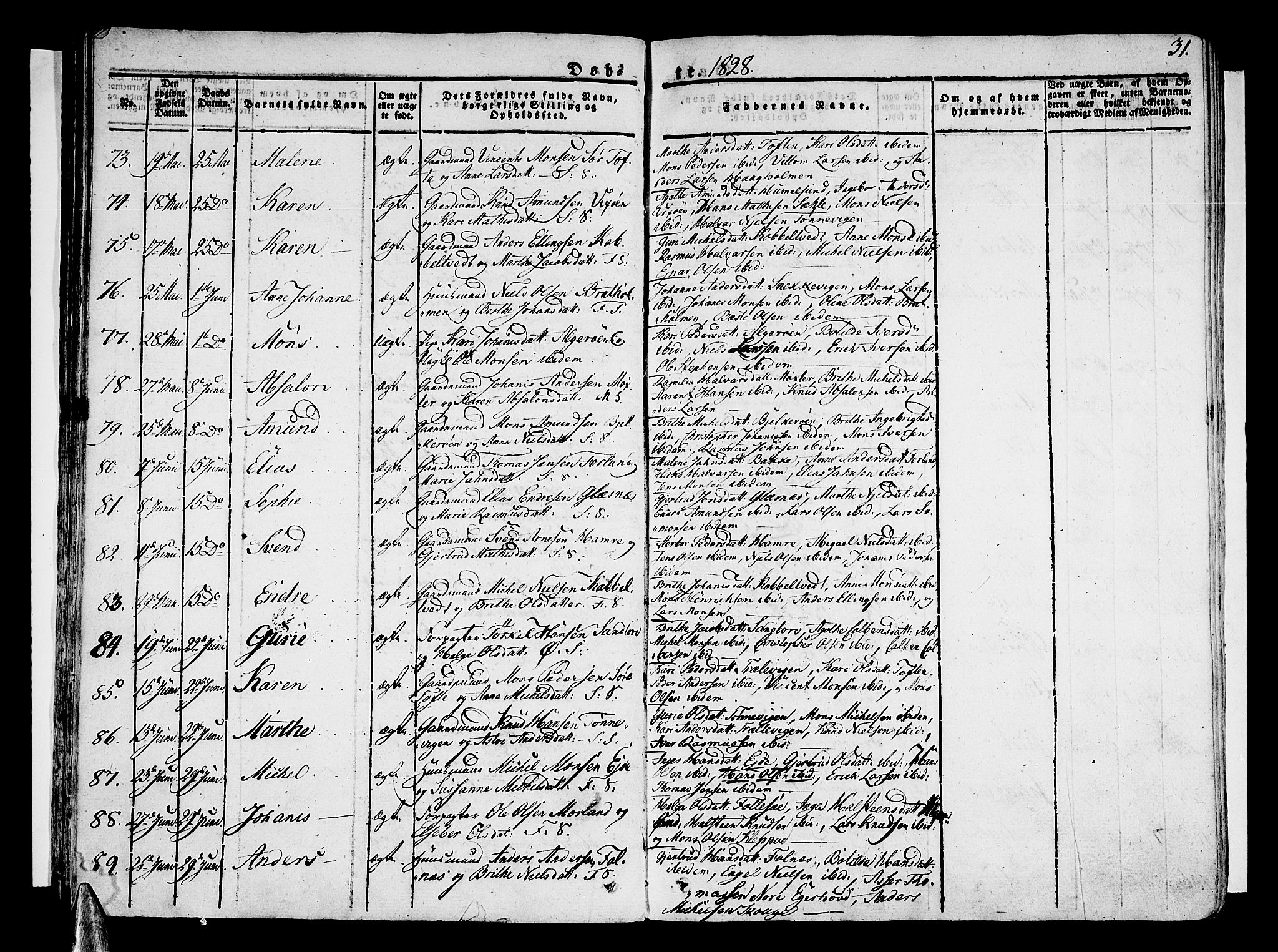 Sund sokneprestembete, SAB/A-99930: Parish register (official) no. A 12, 1825-1835, p. 31