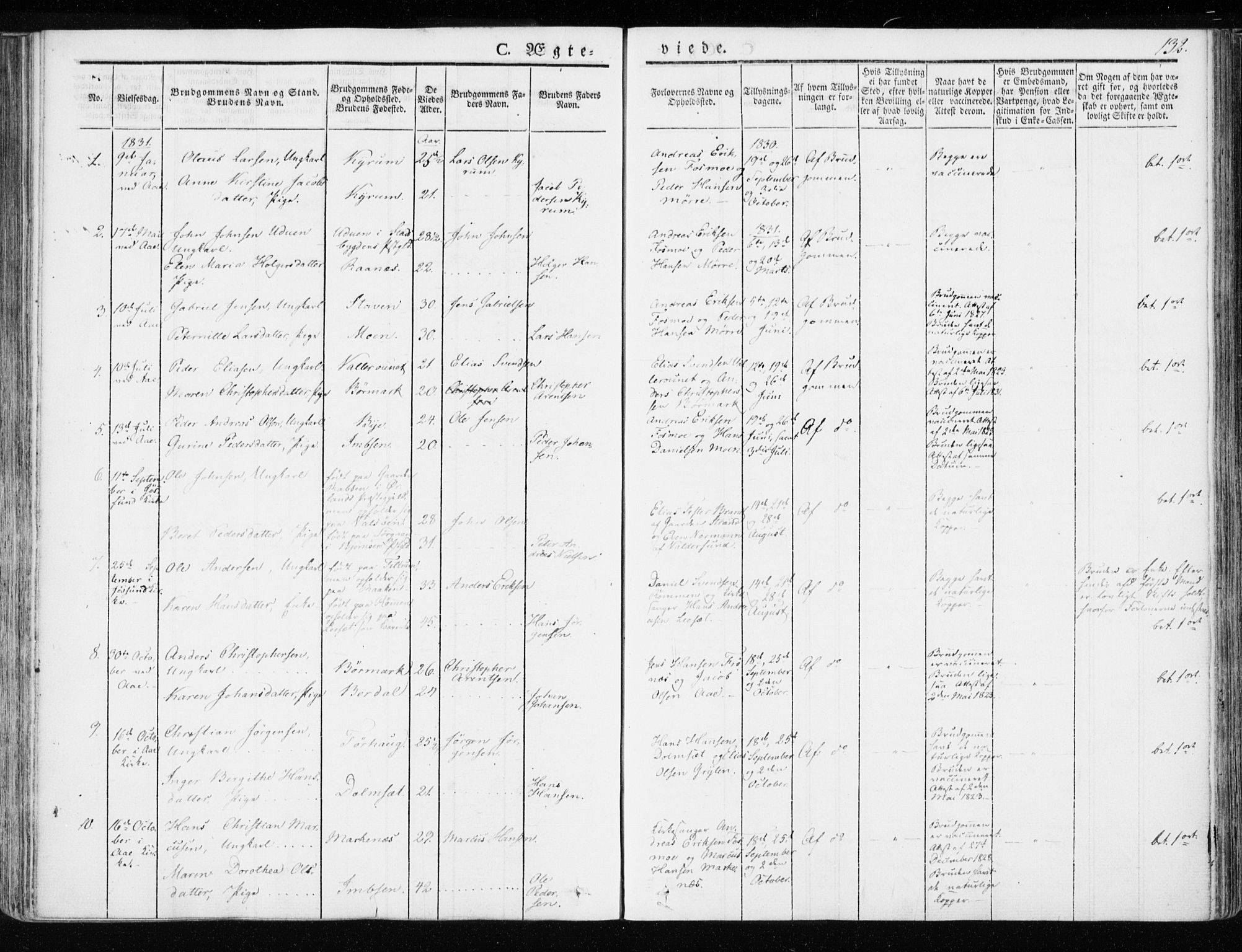 Ministerialprotokoller, klokkerbøker og fødselsregistre - Sør-Trøndelag, SAT/A-1456/655/L0676: Parish register (official) no. 655A05, 1830-1847, p. 132
